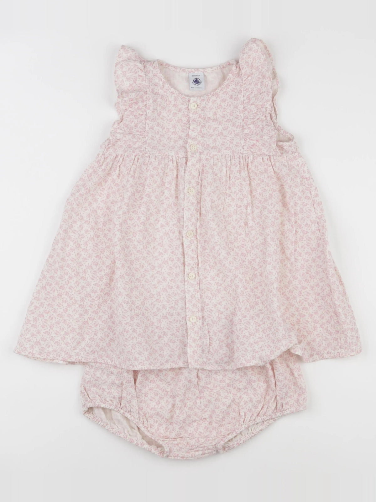 Petit Bateau - robe blanc, rose - 36 mois