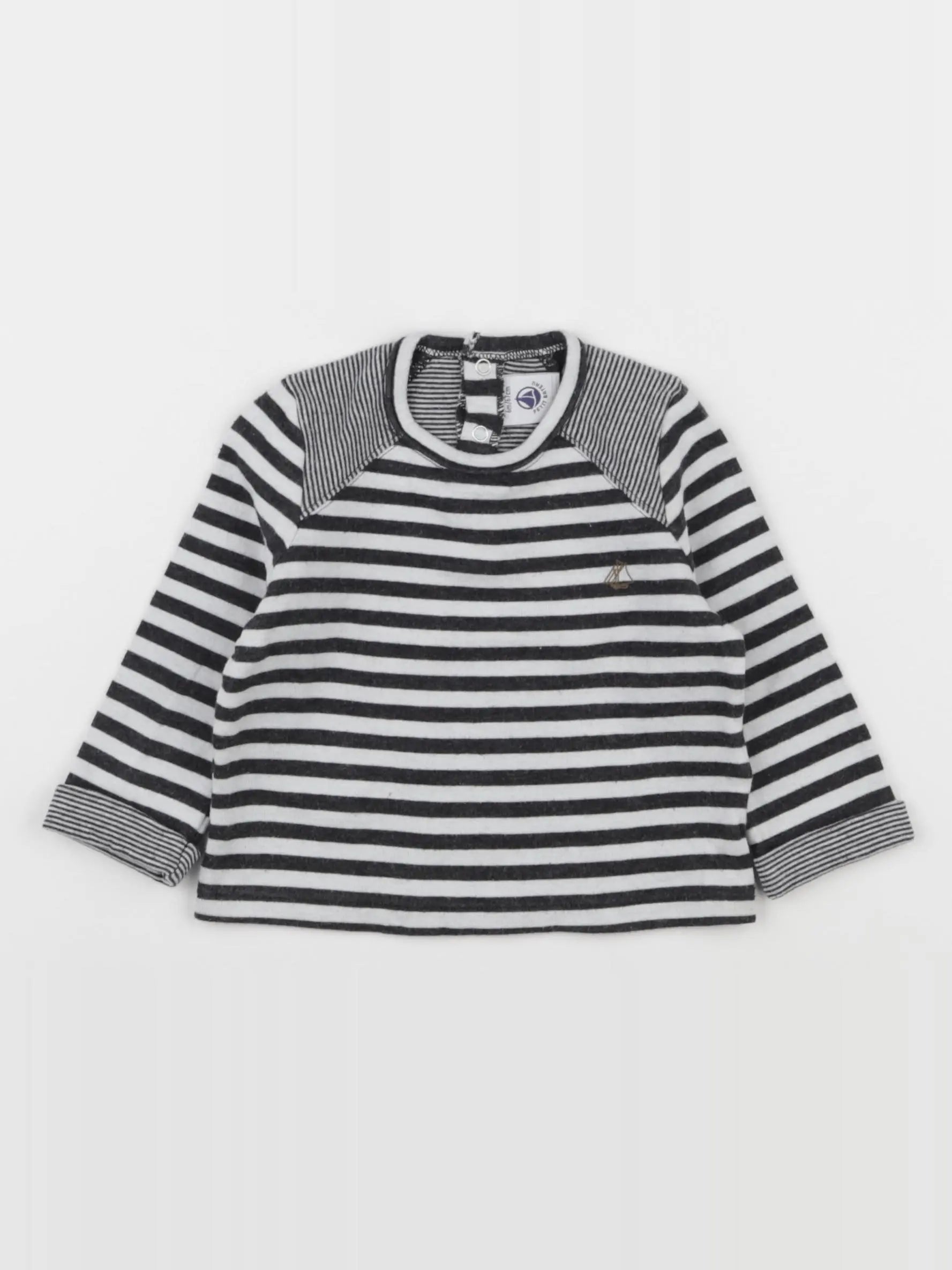 Petit Bateau - tee-shirt blanc, gris - 6 mois