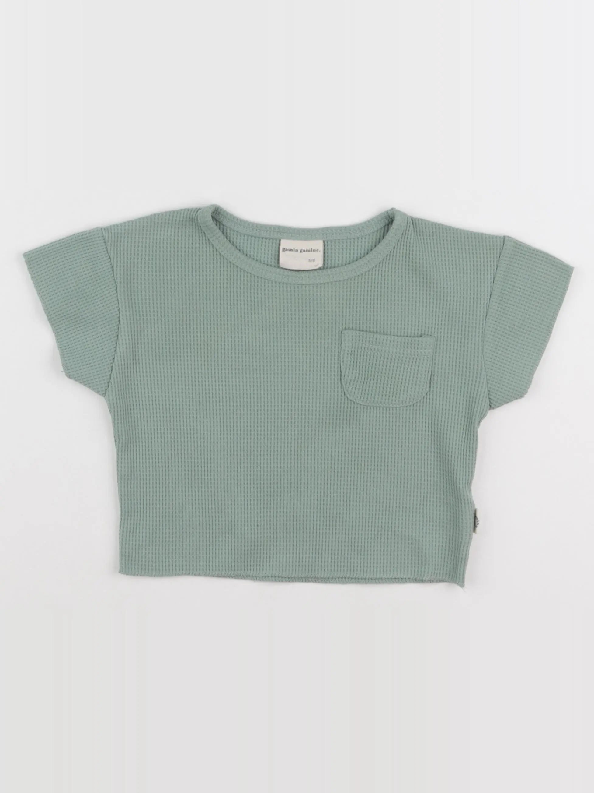 Gamin gamine - tee-shirt vert - 3/6 mois