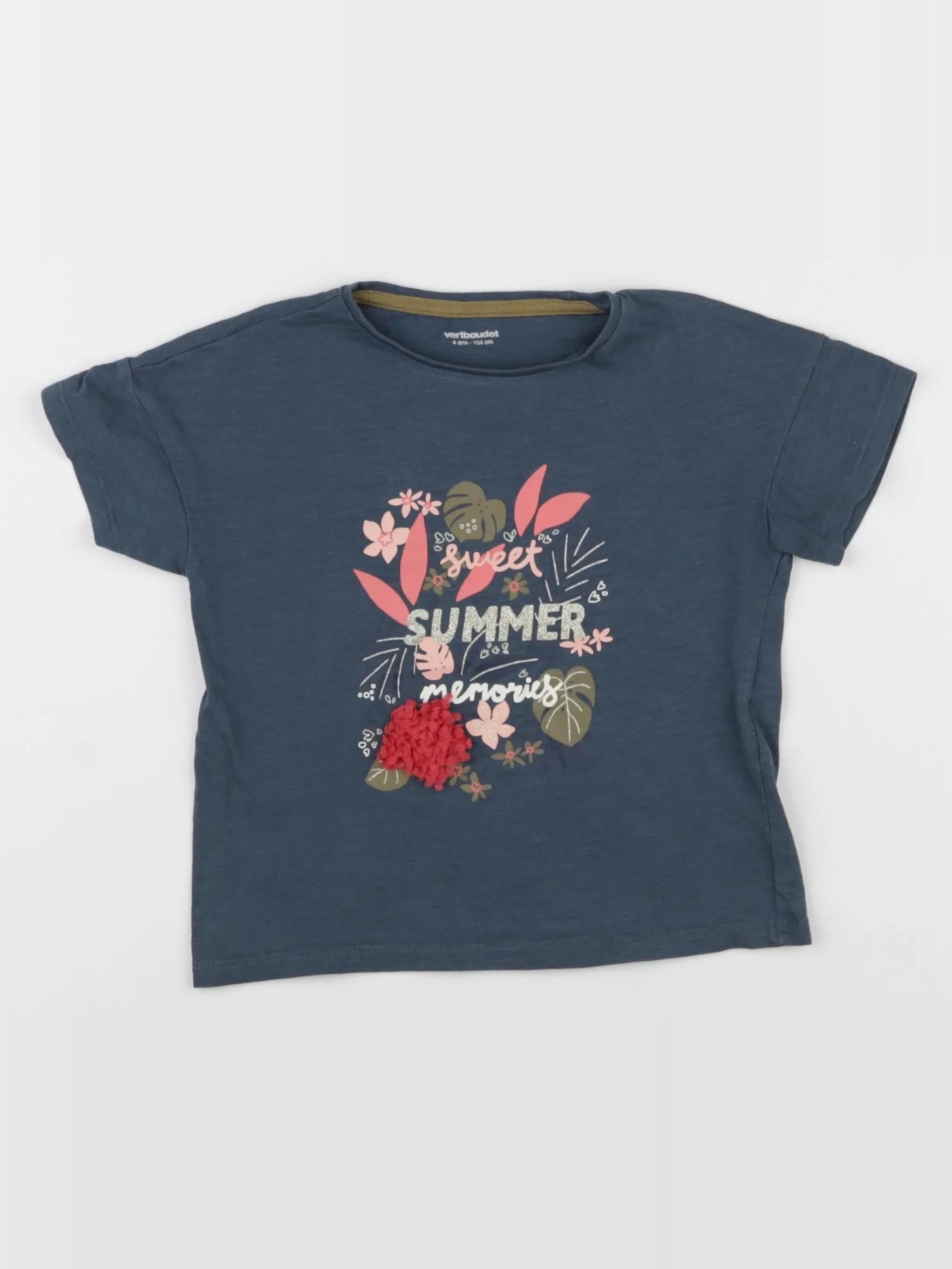Vertbaudet - tee-shirt bleu - 4 ans