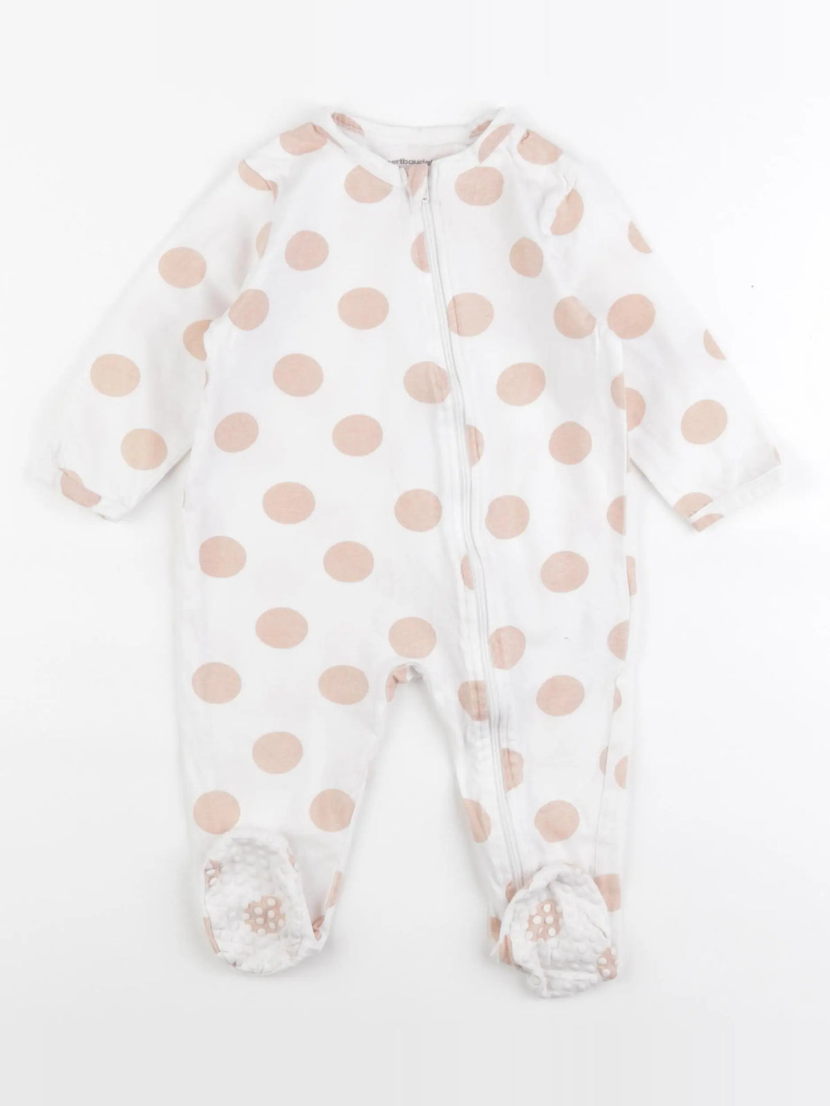 Vertbaudet - pyjama coton blanc, rose - 12 mois