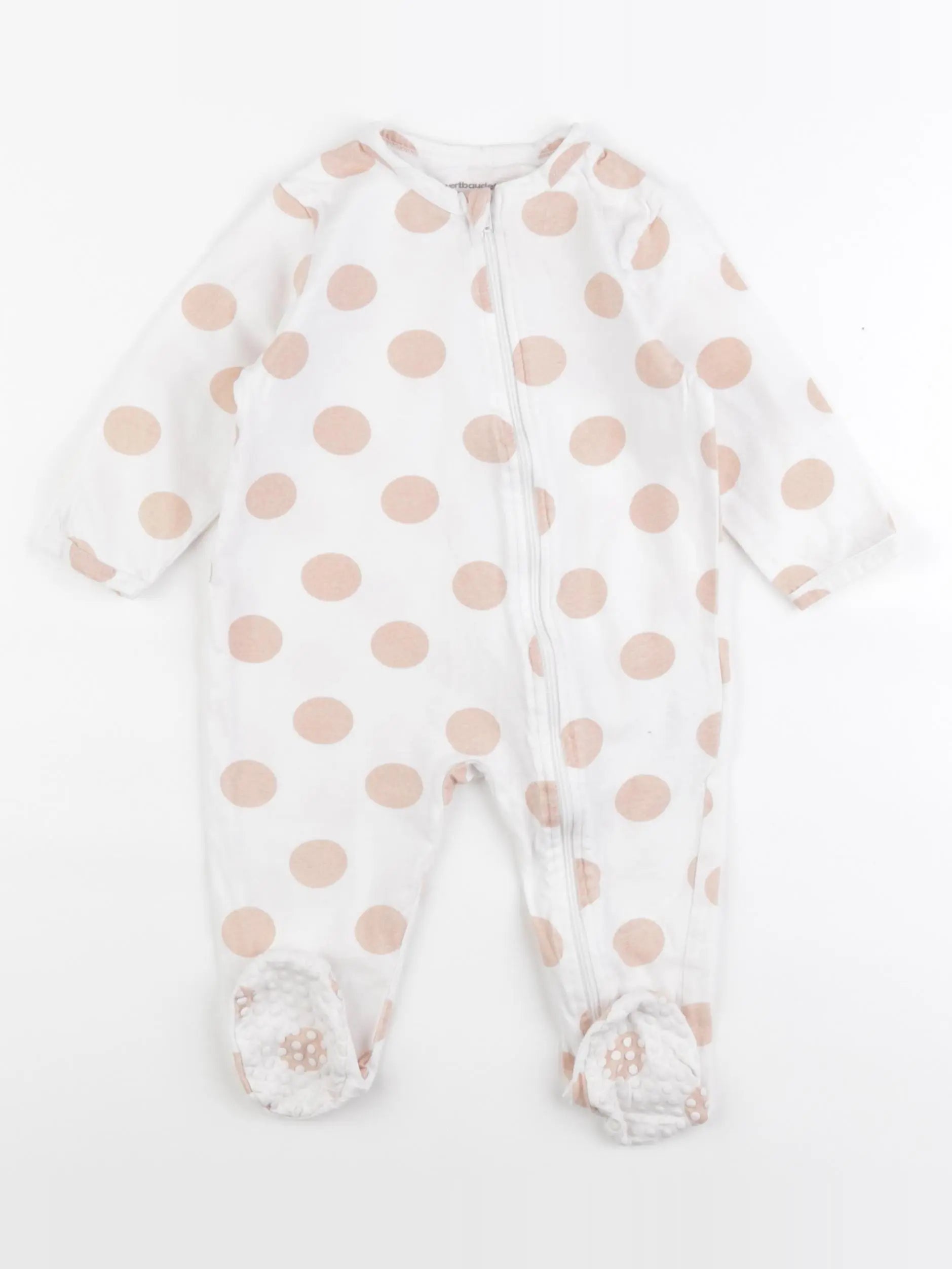 Vertbaudet - pyjama coton blanc, rose - 12 mois