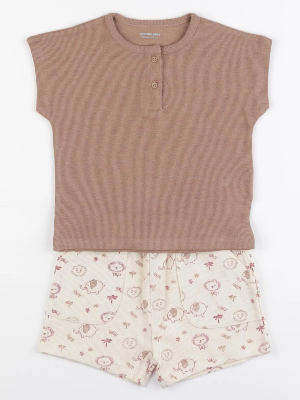 Vertbaudet - ensemble marron, beige - 18 mois