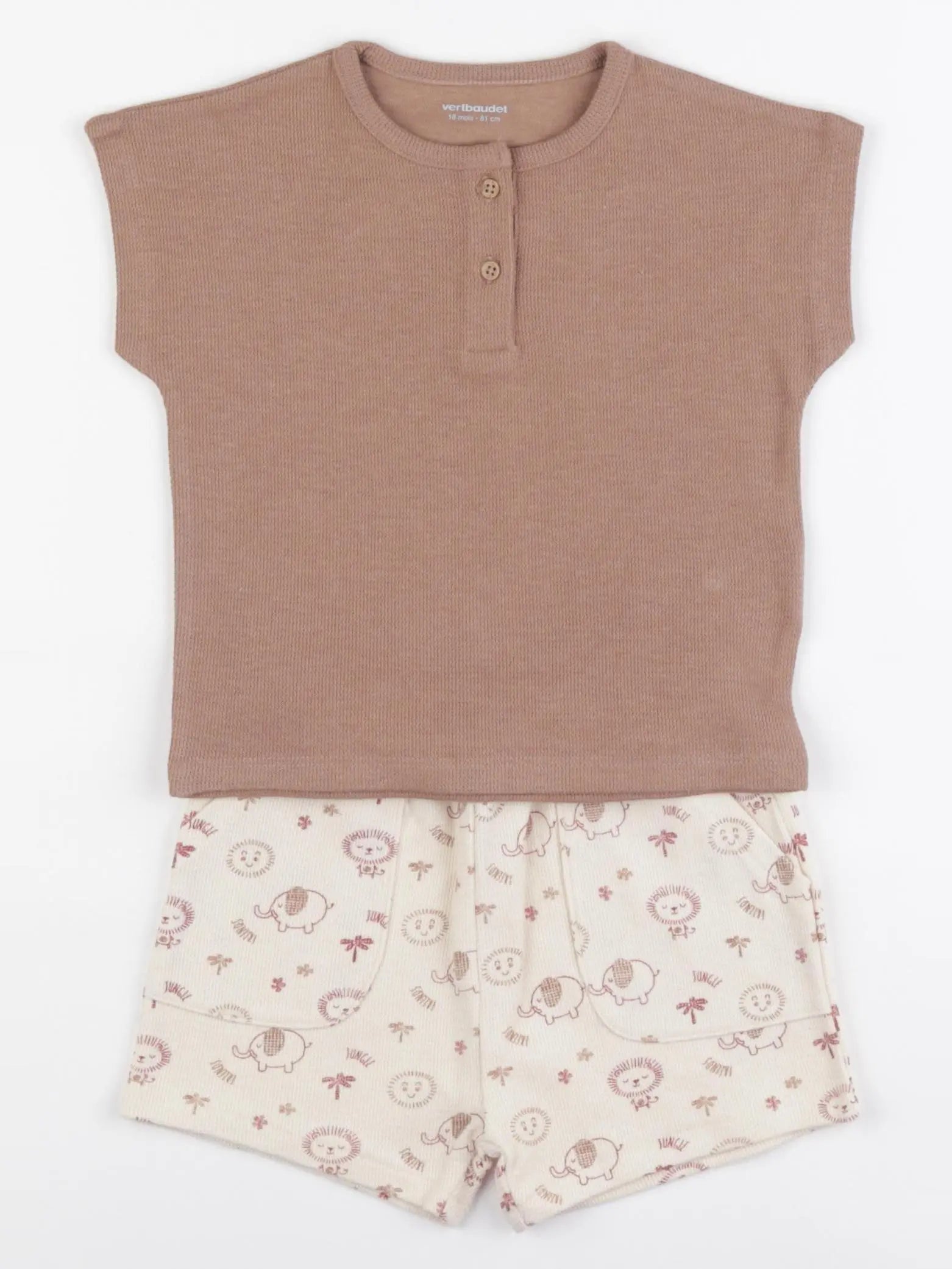 Vertbaudet - ensemble marron, beige - 18 mois