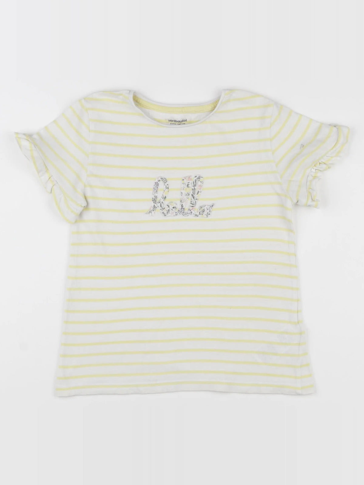 Vertbaudet - tee-shirt jaune, blanc - 8 ans