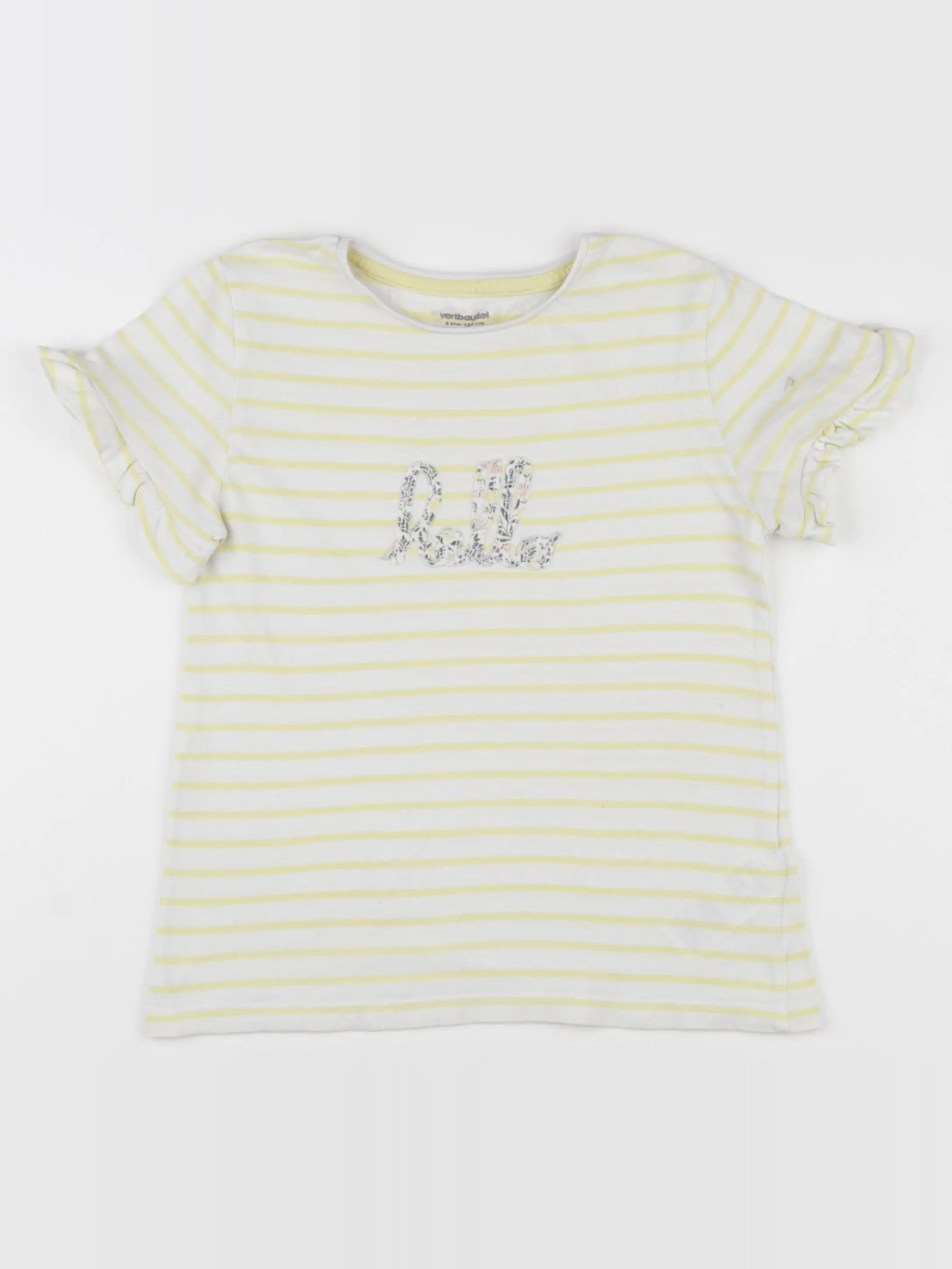 Vertbaudet - tee-shirt jaune, blanc - 8 ans