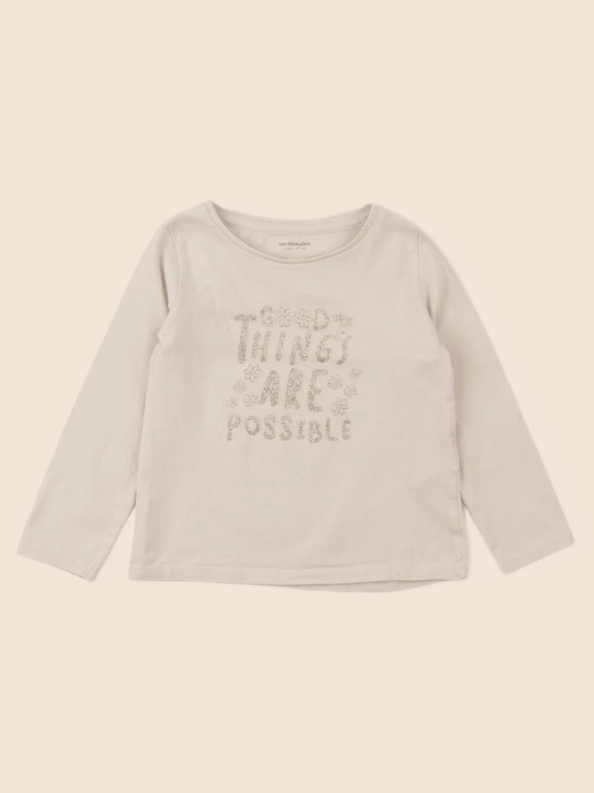 Vertbaudet - tee-shirt beige, or - 3 ans
