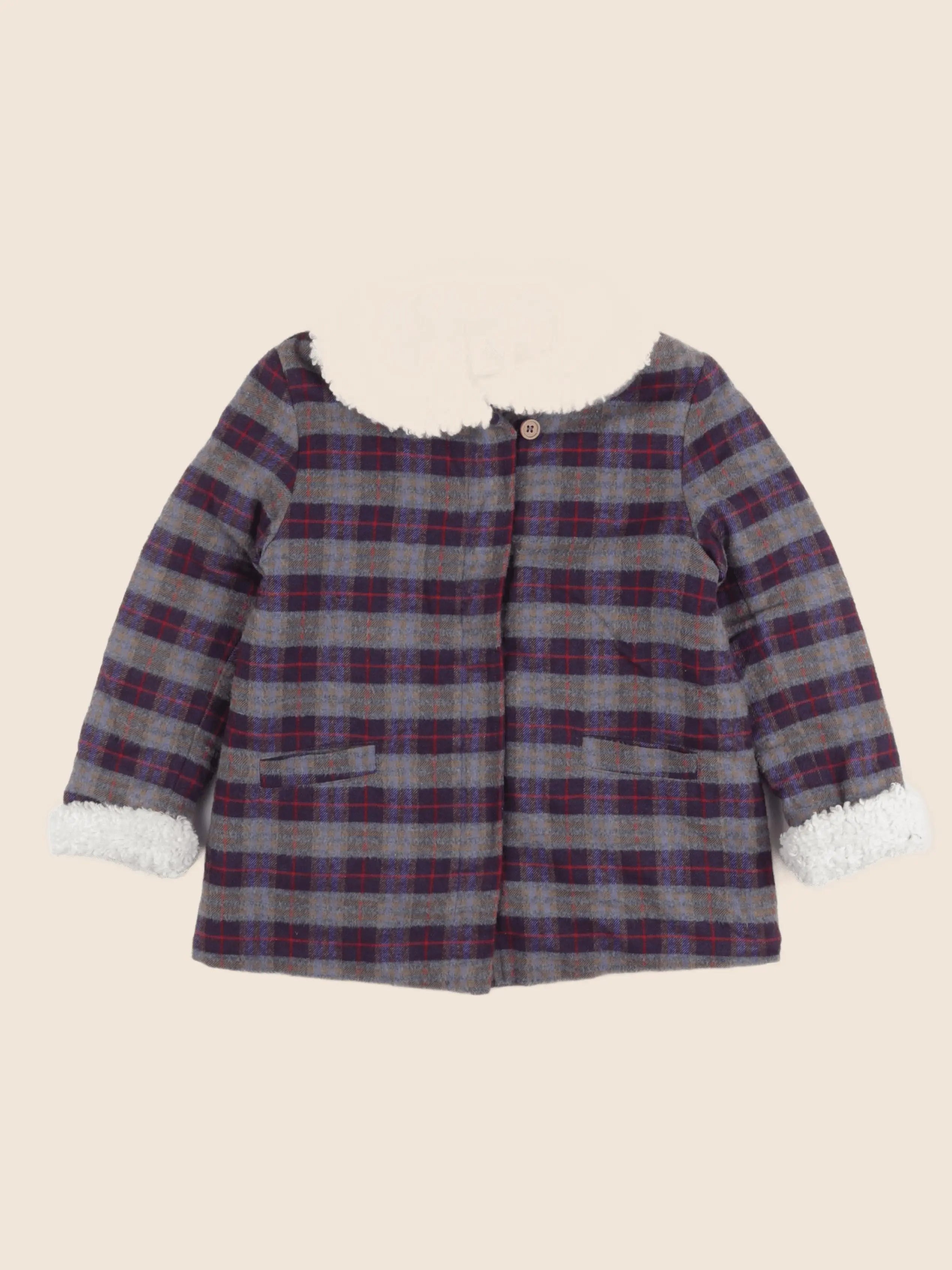 Lililotte - veste doublé rouge, gris - 6 ans