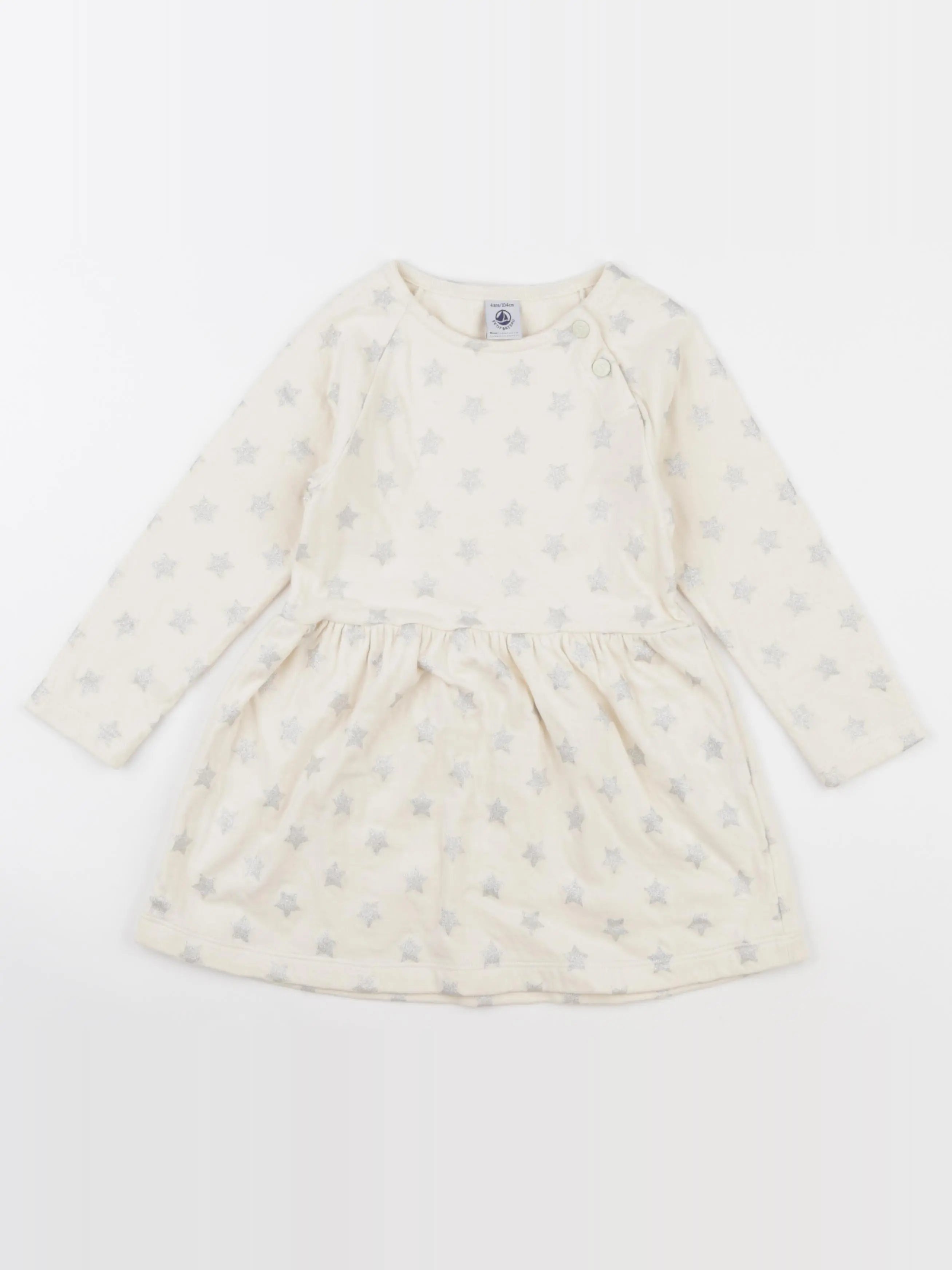 Petit Bateau - robe beige, argent - 4 ans