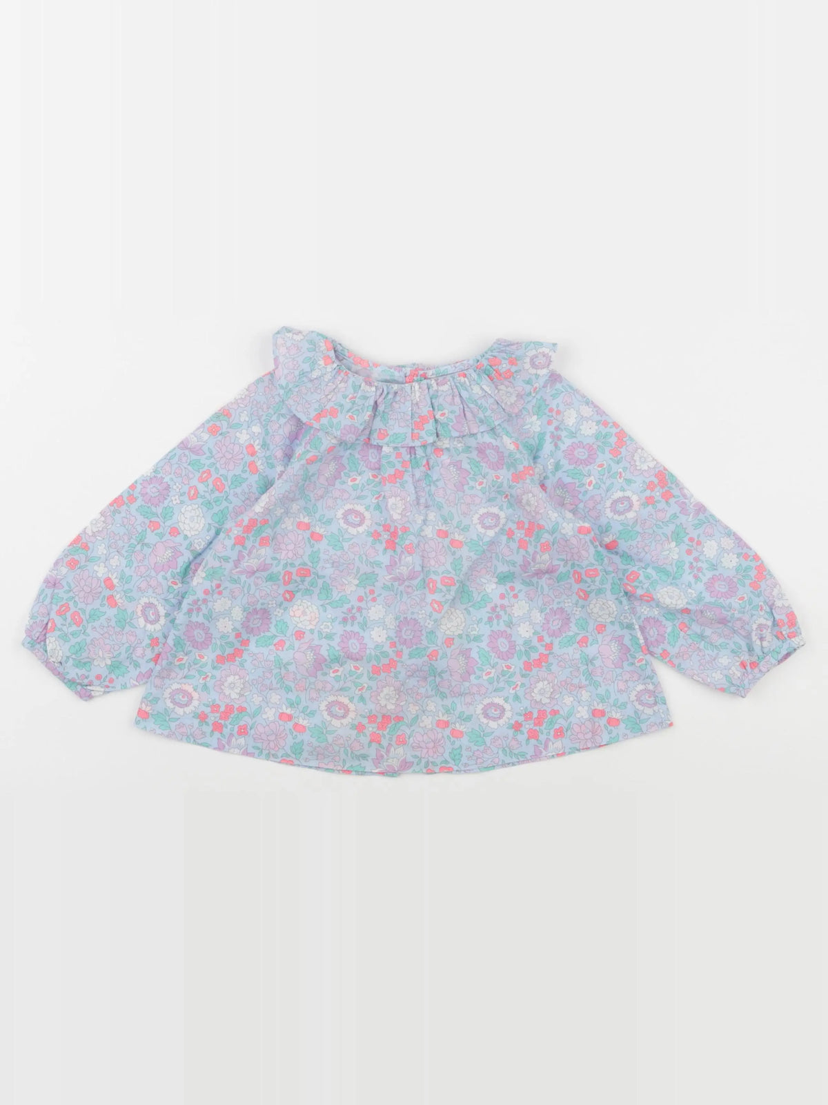 Jacadi - blouse liberty bleu, rose, violet - 24 mois
