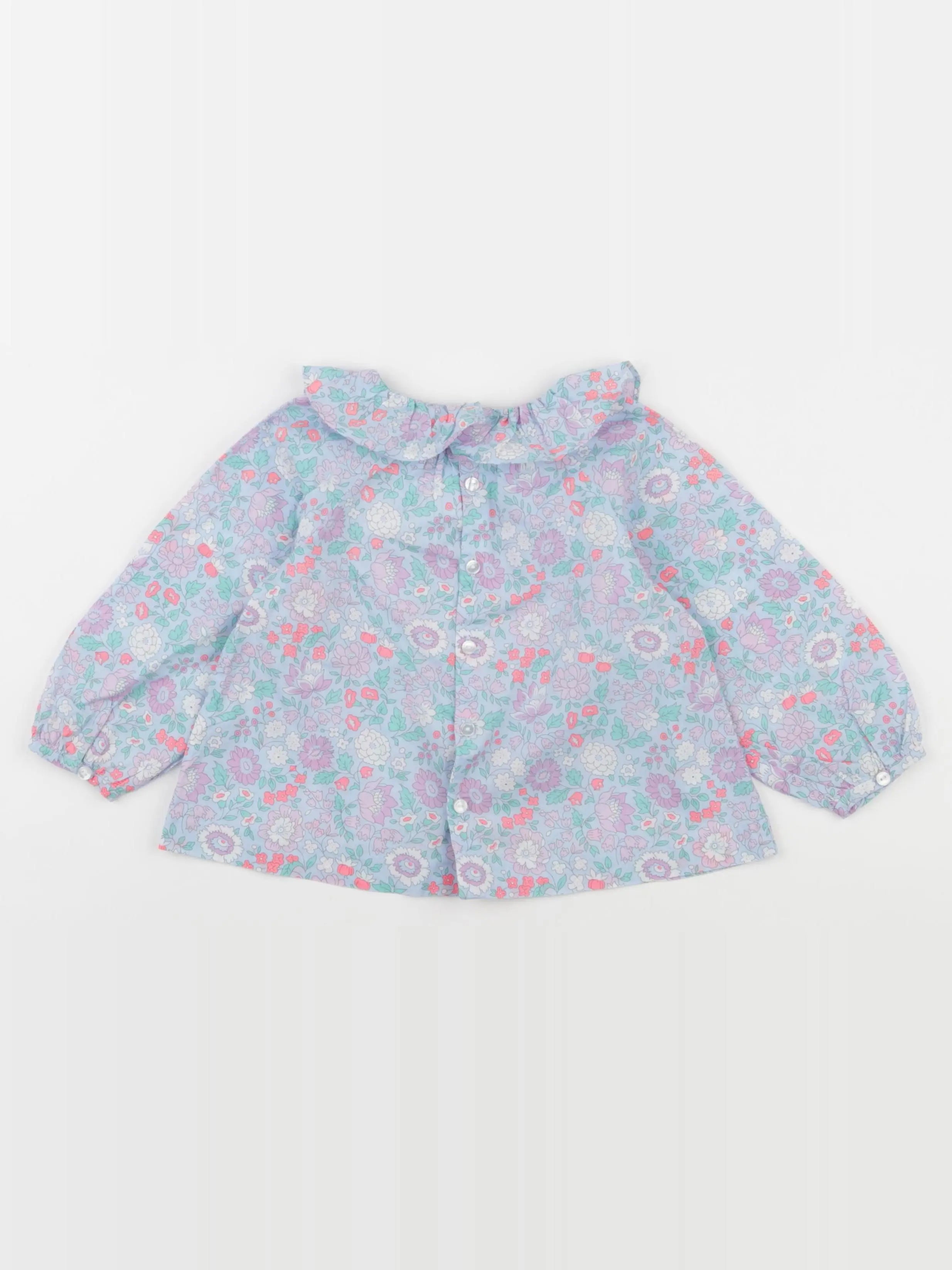 Jacadi - blouse liberty bleu, rose, violet - 24 mois