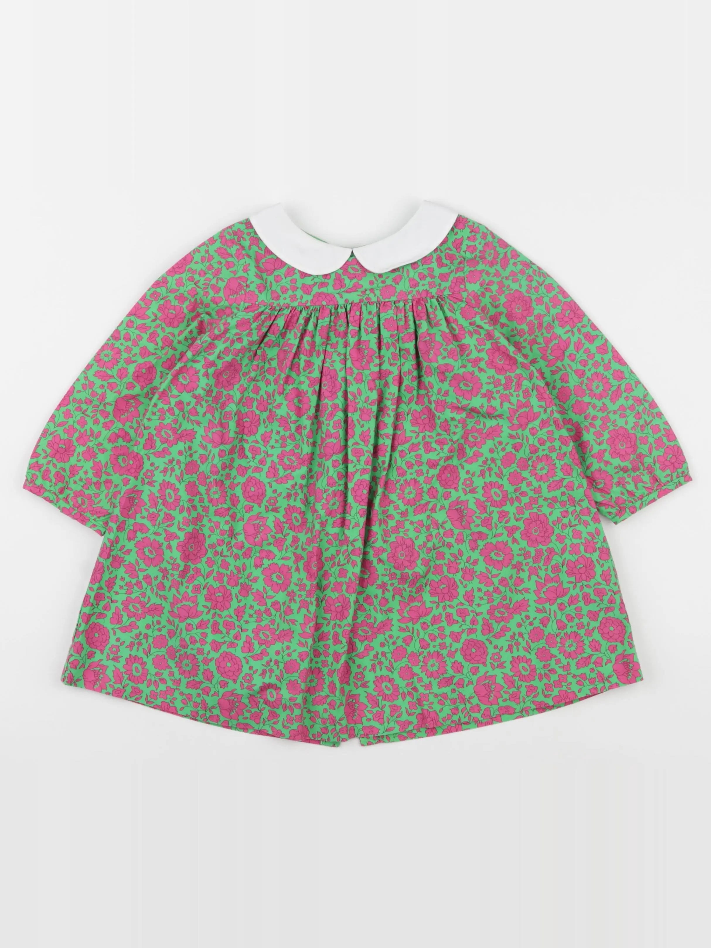 Jacadi - robe liberty vert, rose - 24 mois