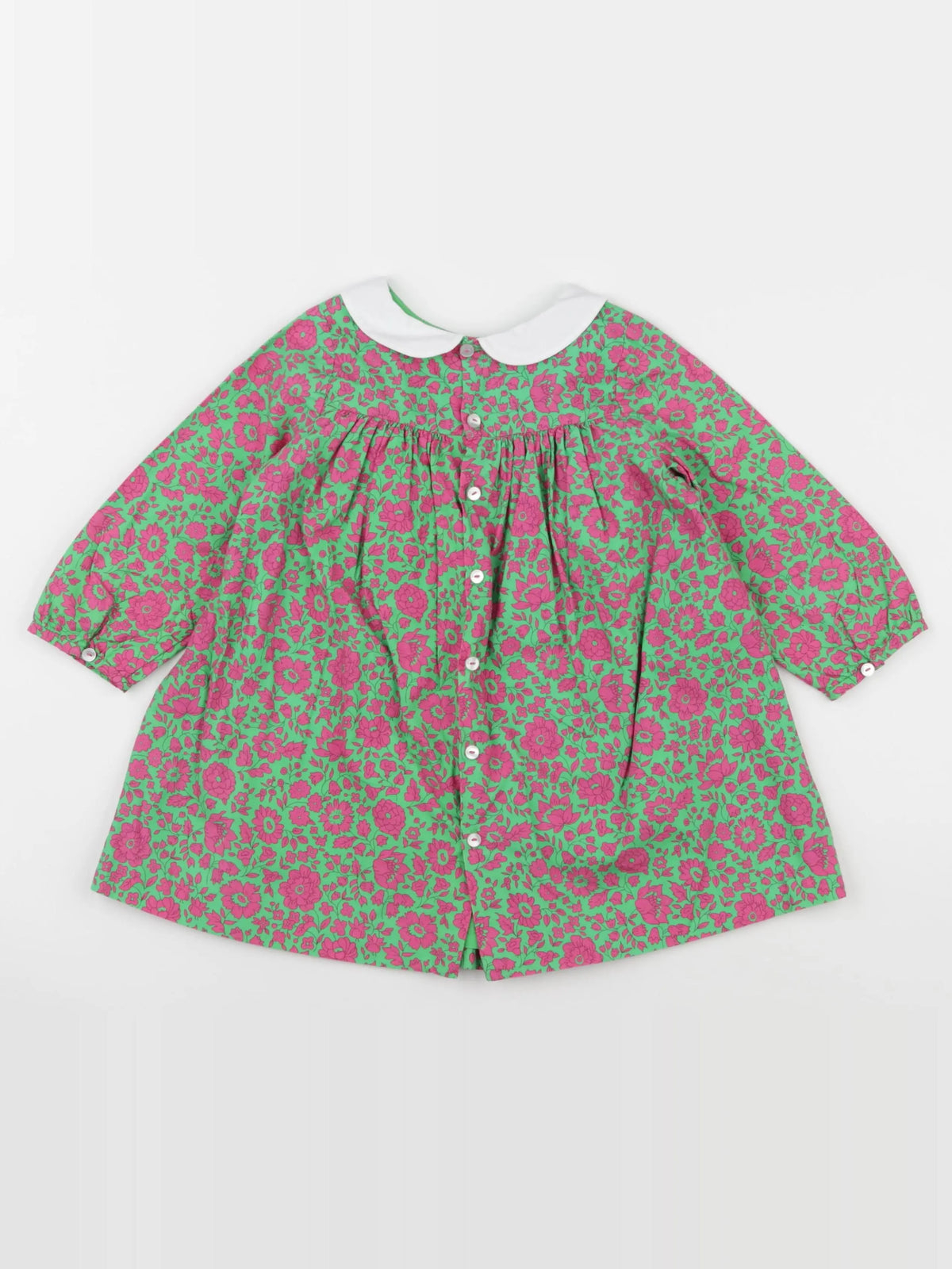 Jacadi - robe liberty vert, rose - 24 mois
