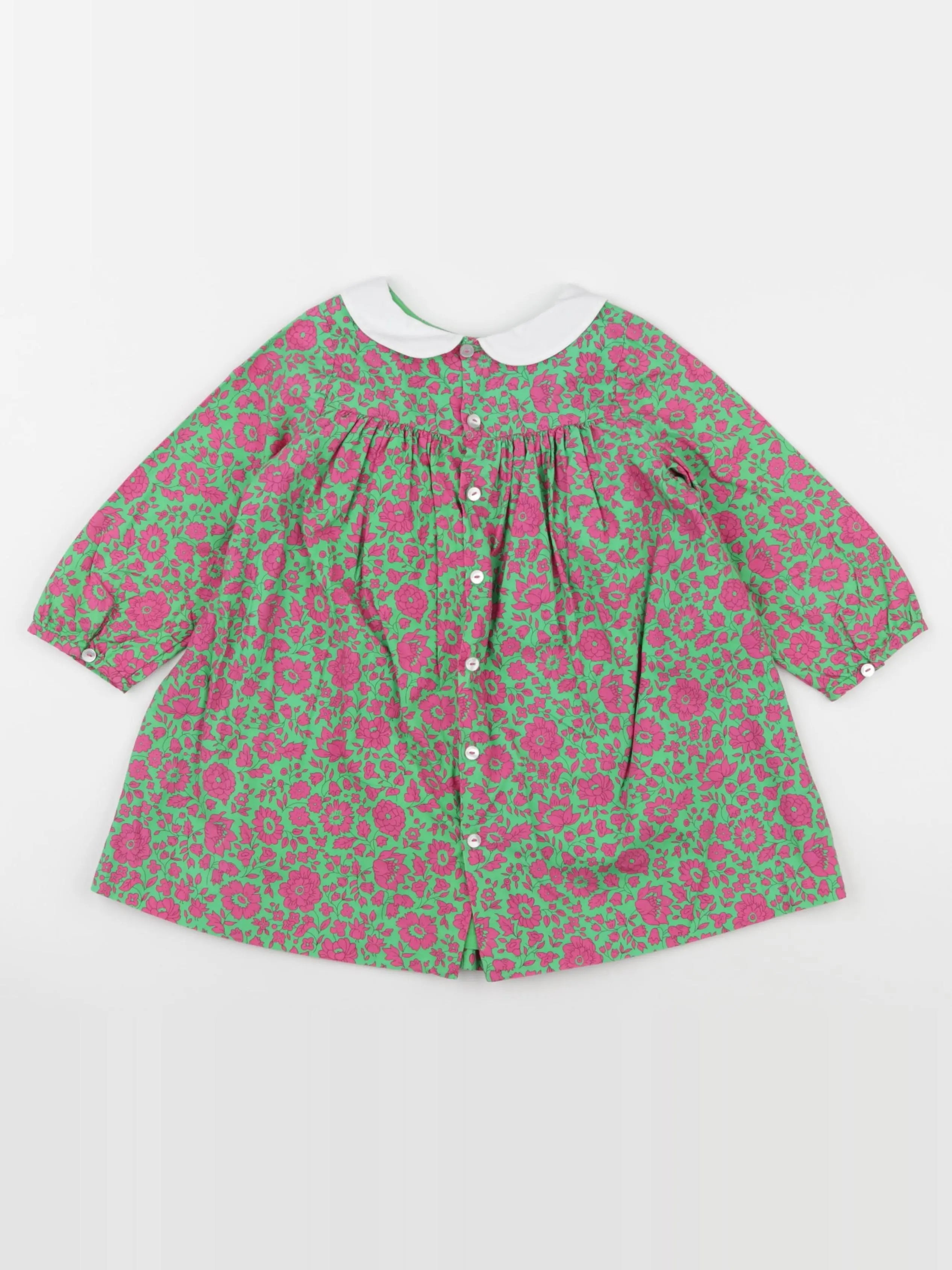 Jacadi - robe liberty vert, rose - 24 mois