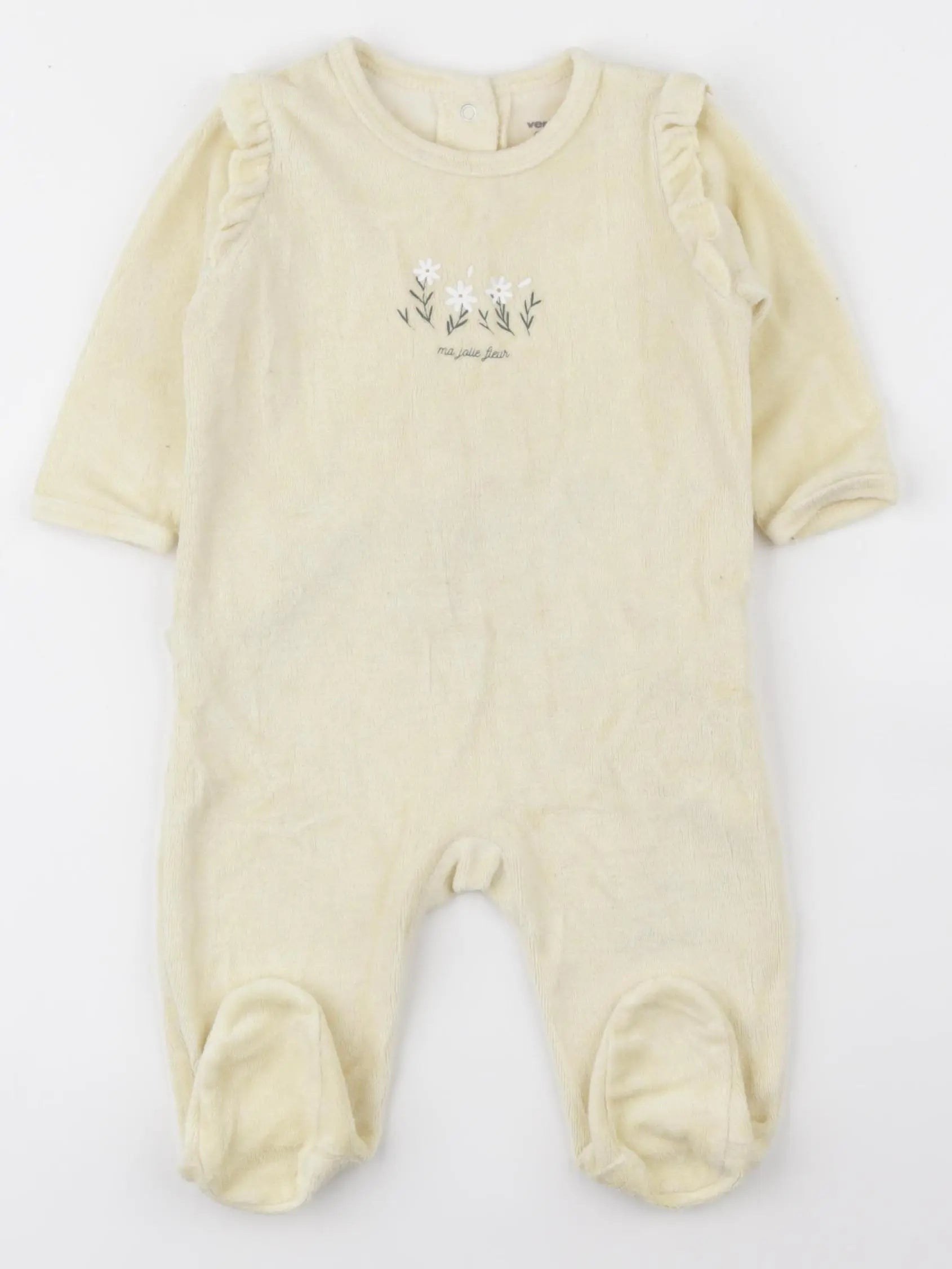 Vertbaudet - pyjama velours jaune - 6 mois