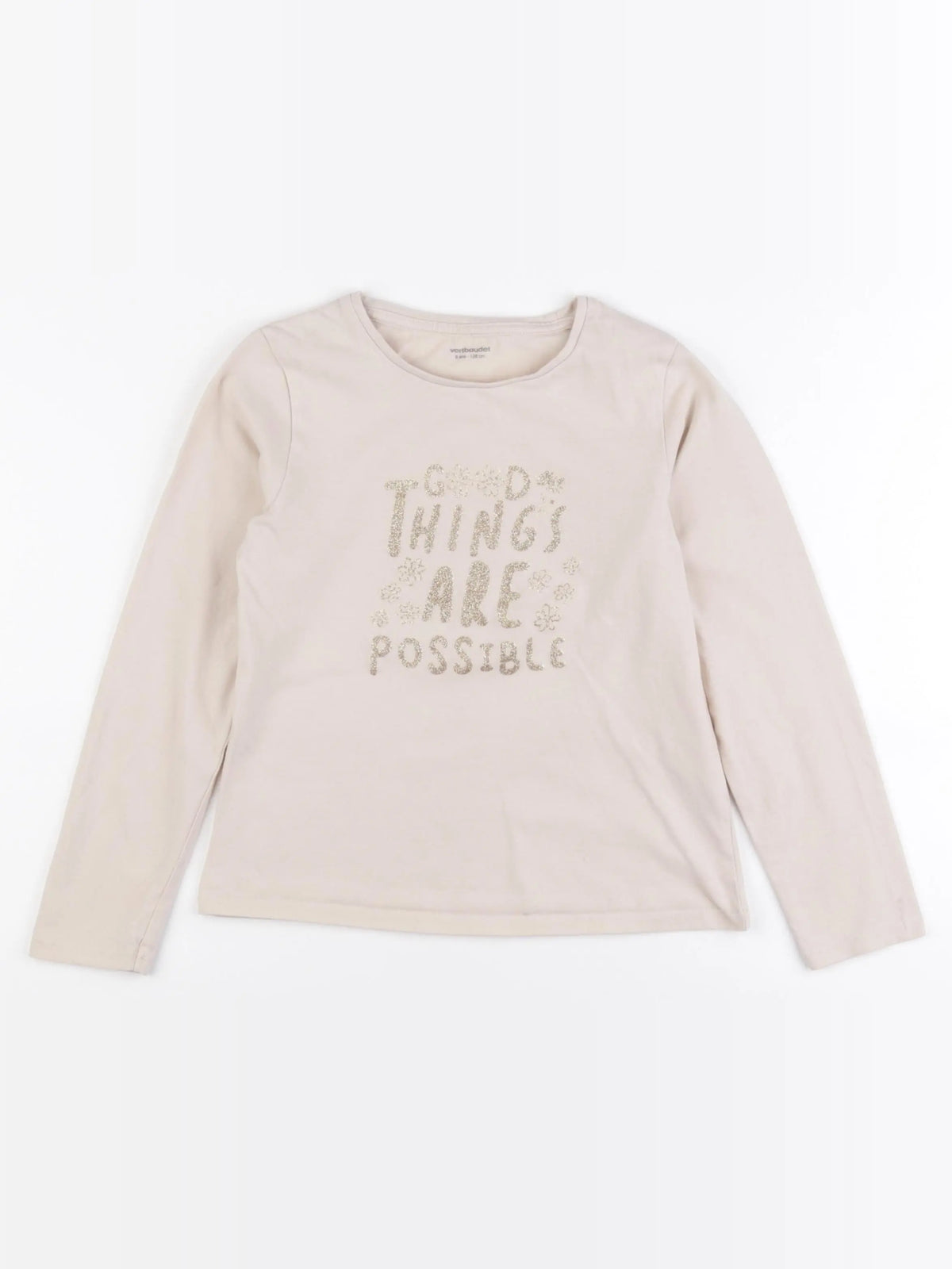 Vertbaudet - tee-shirt beige - 8 ans