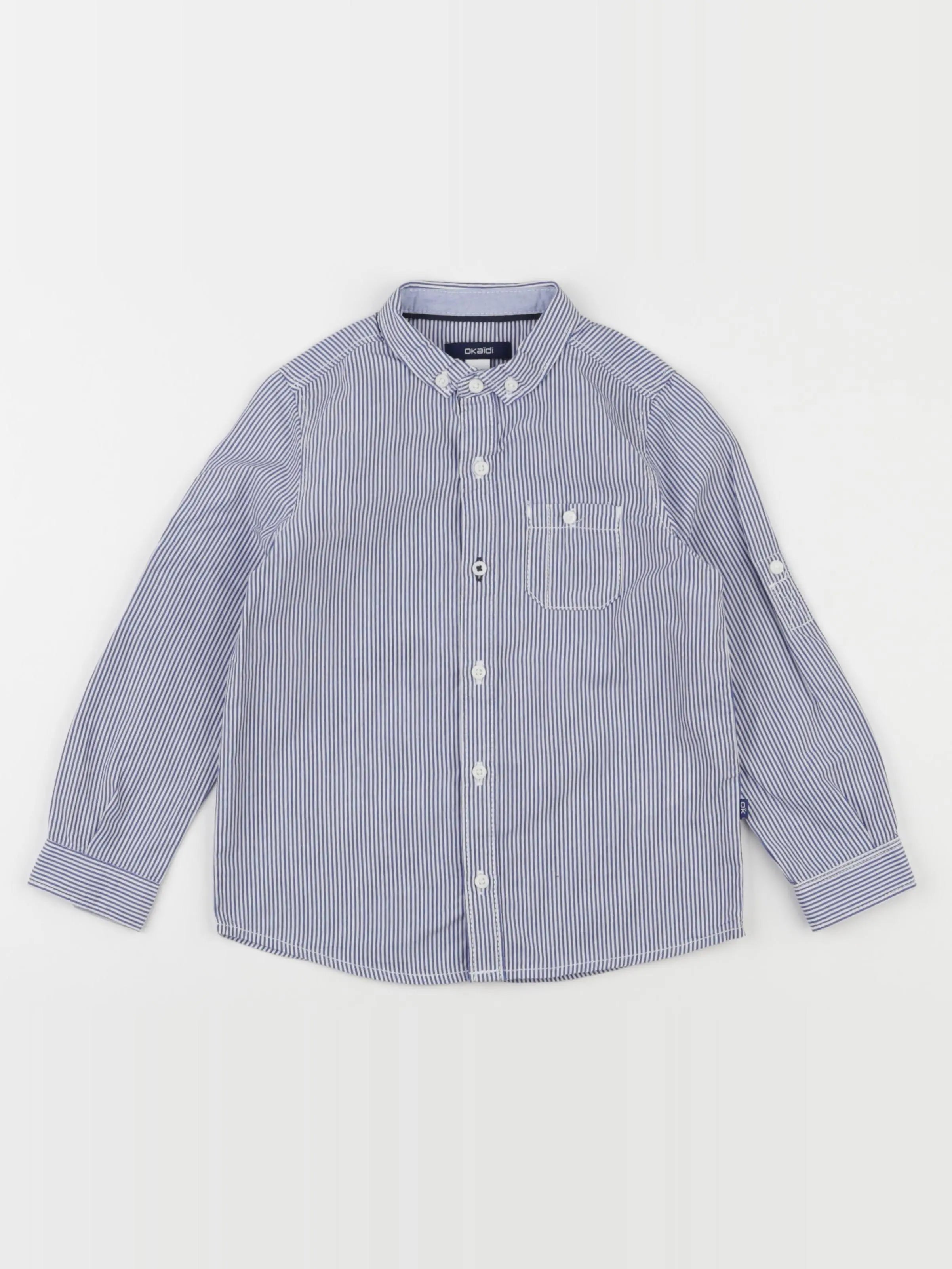 Okaidi - chemise bleu, blanc - 3 ans