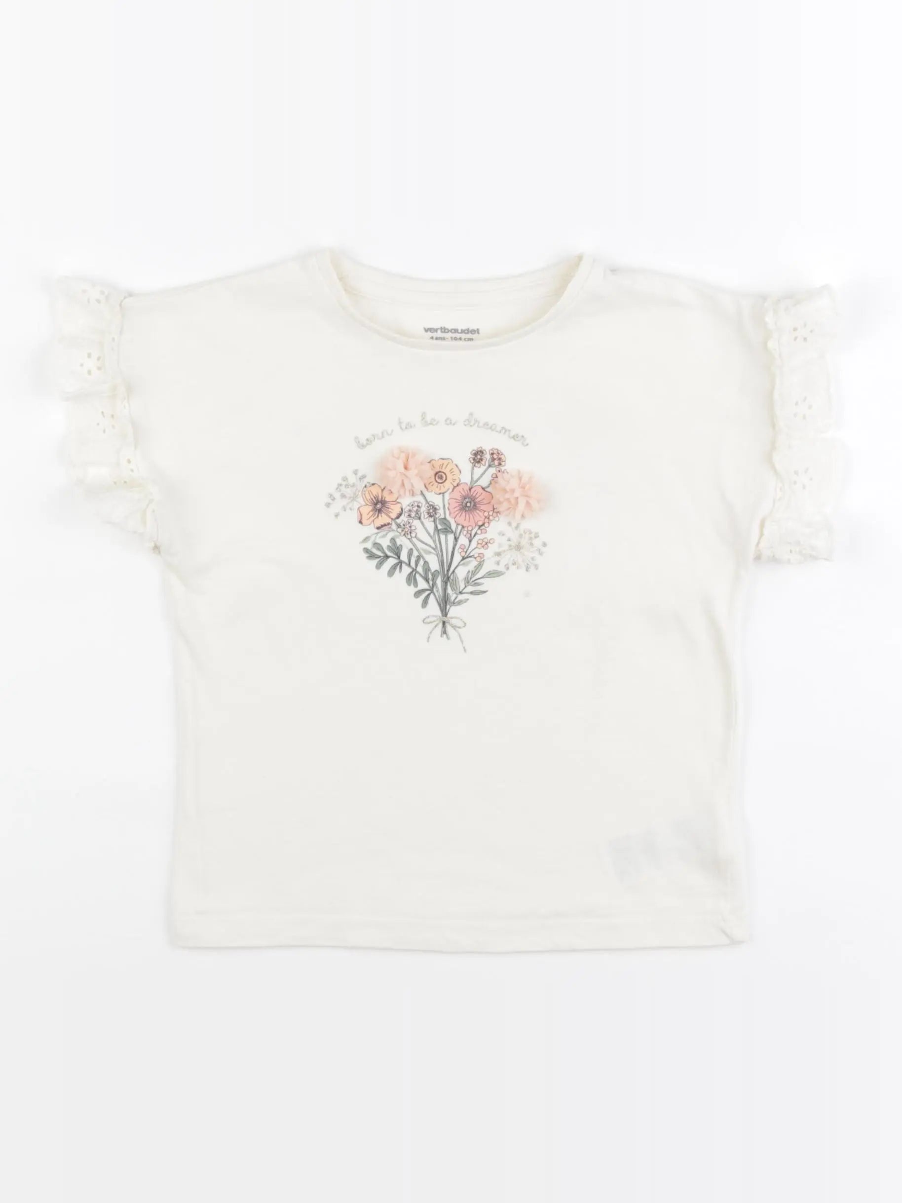 Vertbaudet - tee-shirt beige - 4 ans