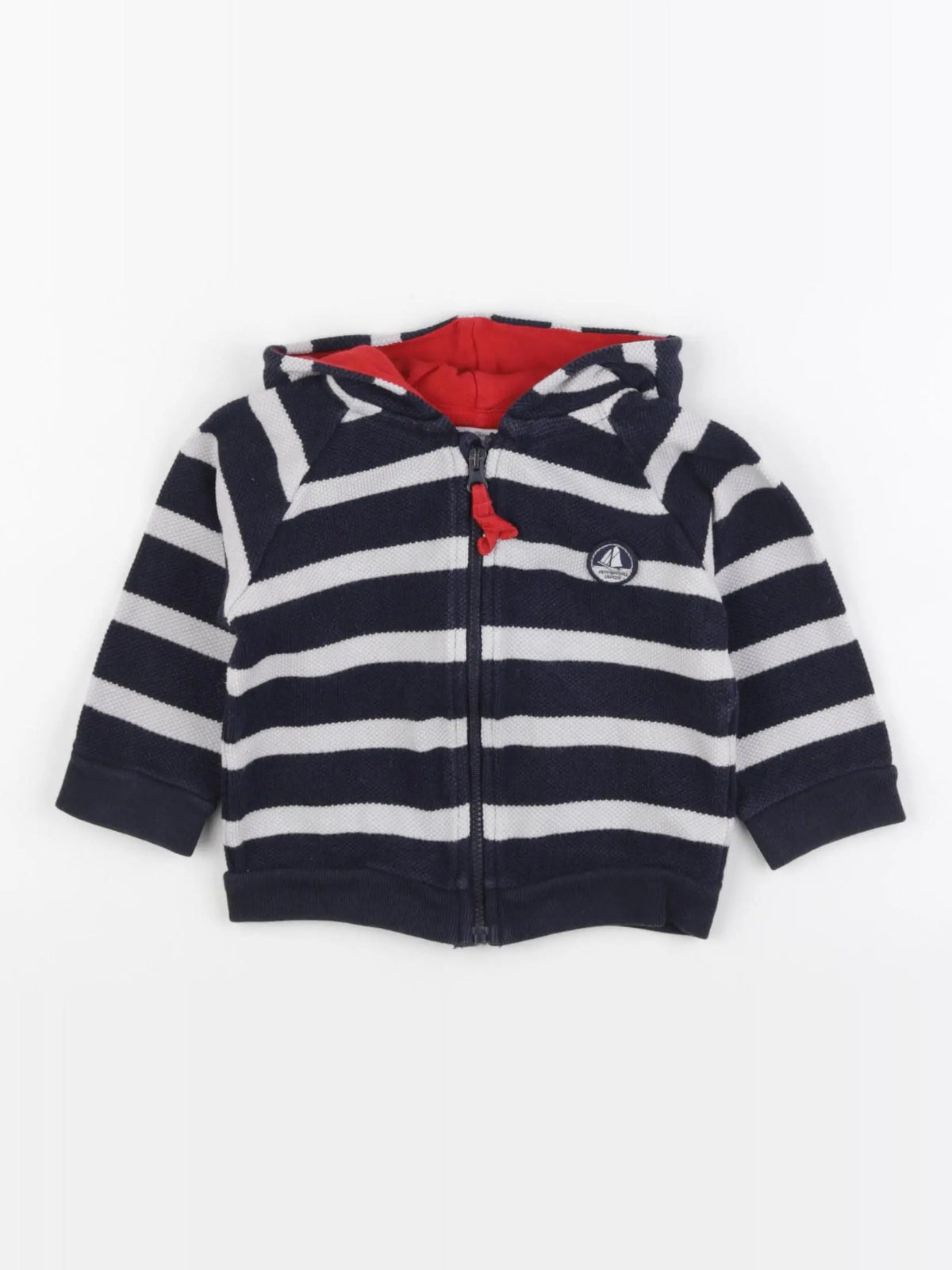 Petit Bateau - sweat bleu, blanc - 12 mois