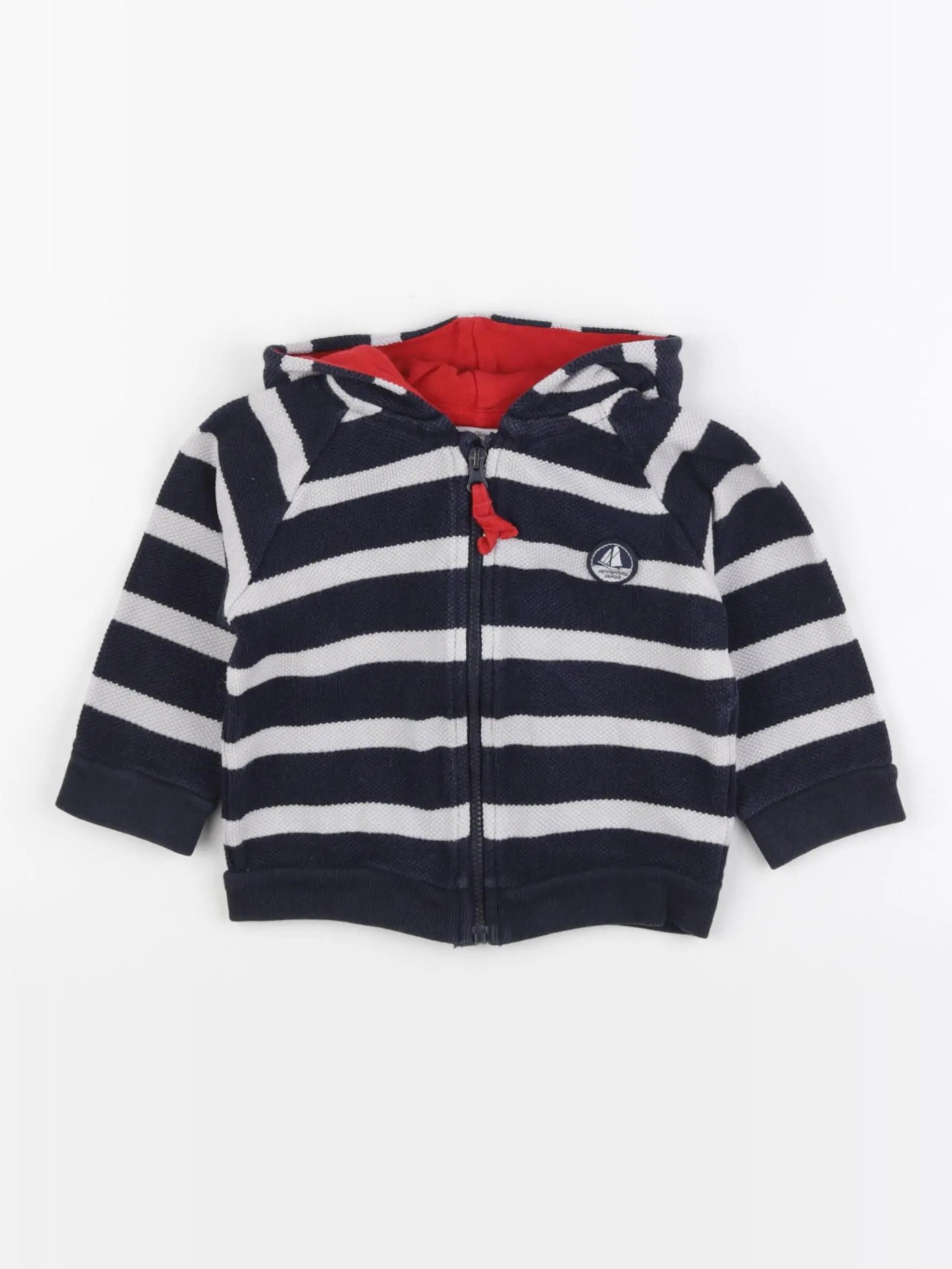 Petit Bateau - sweat bleu, blanc - 12 mois