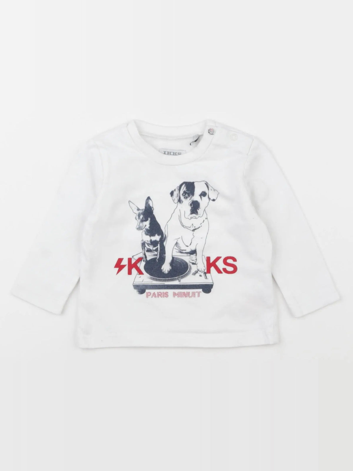 IKKS - tee-shirt blanc, bleu - 6 mois