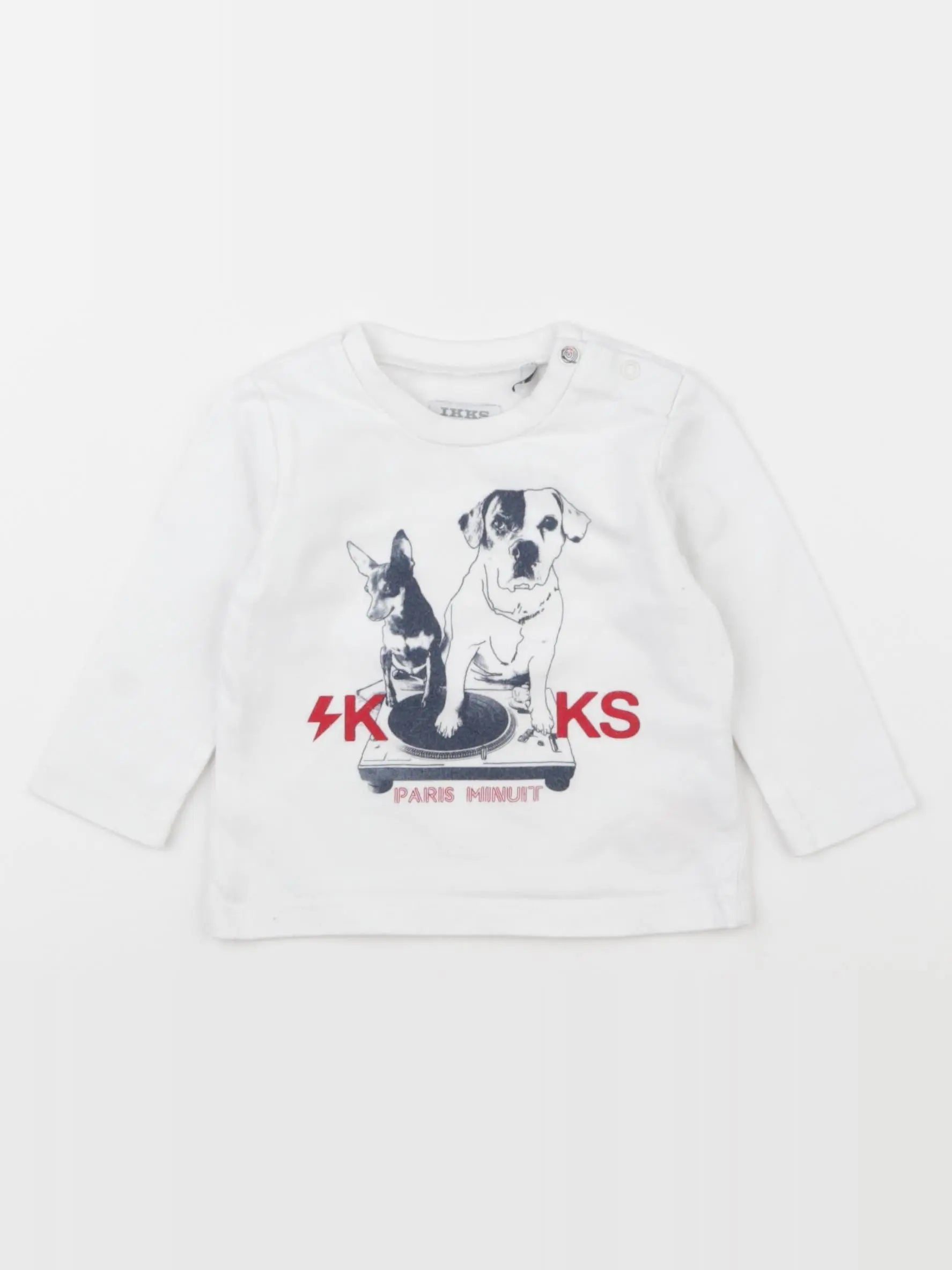 IKKS - tee-shirt blanc, bleu - 6 mois