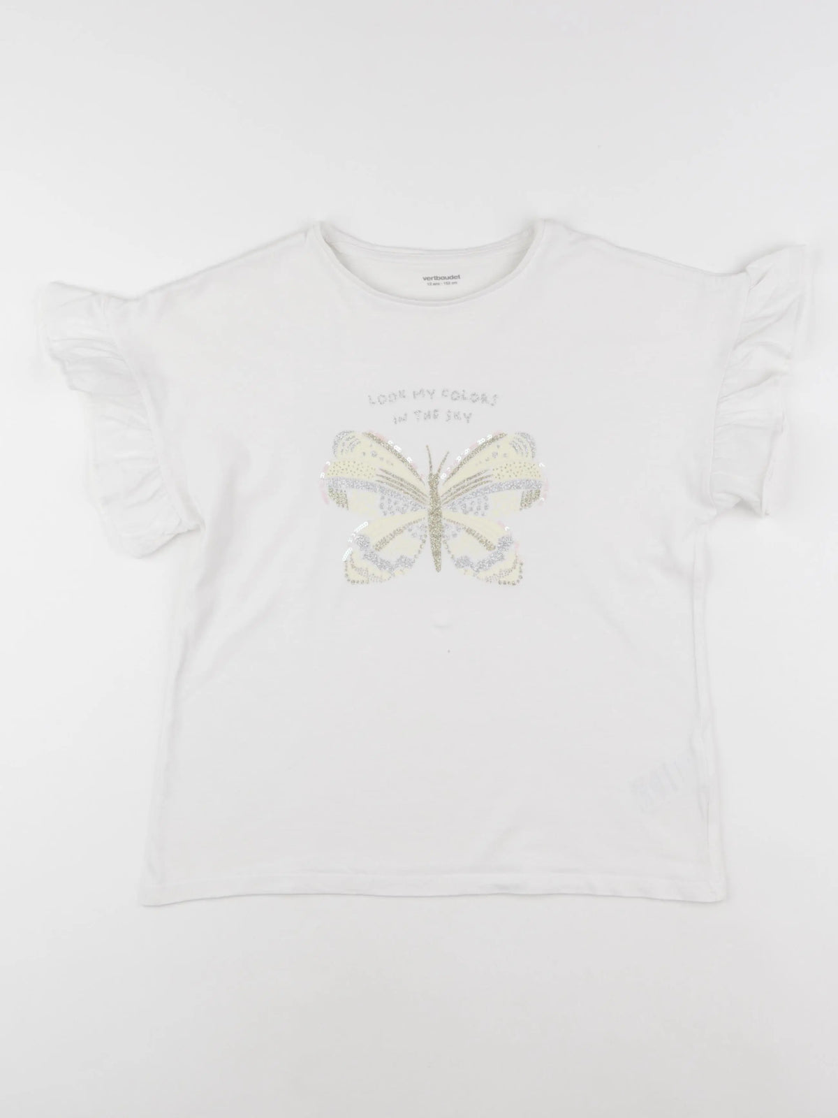 Vertbaudet - tee-shirt blanc, or - 12 ans