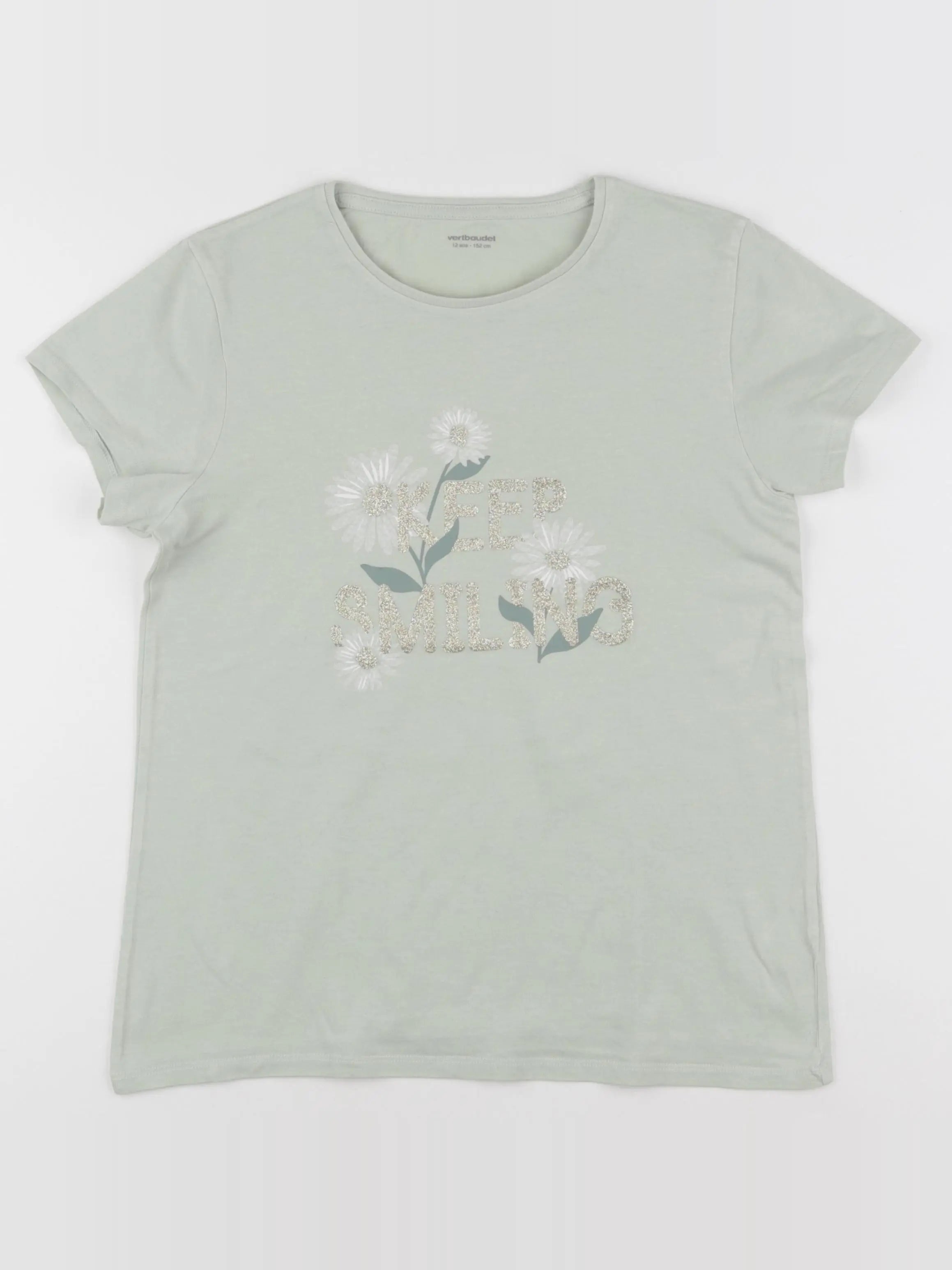 Vertbaudet - tee-shirt or, vert - 12 ans