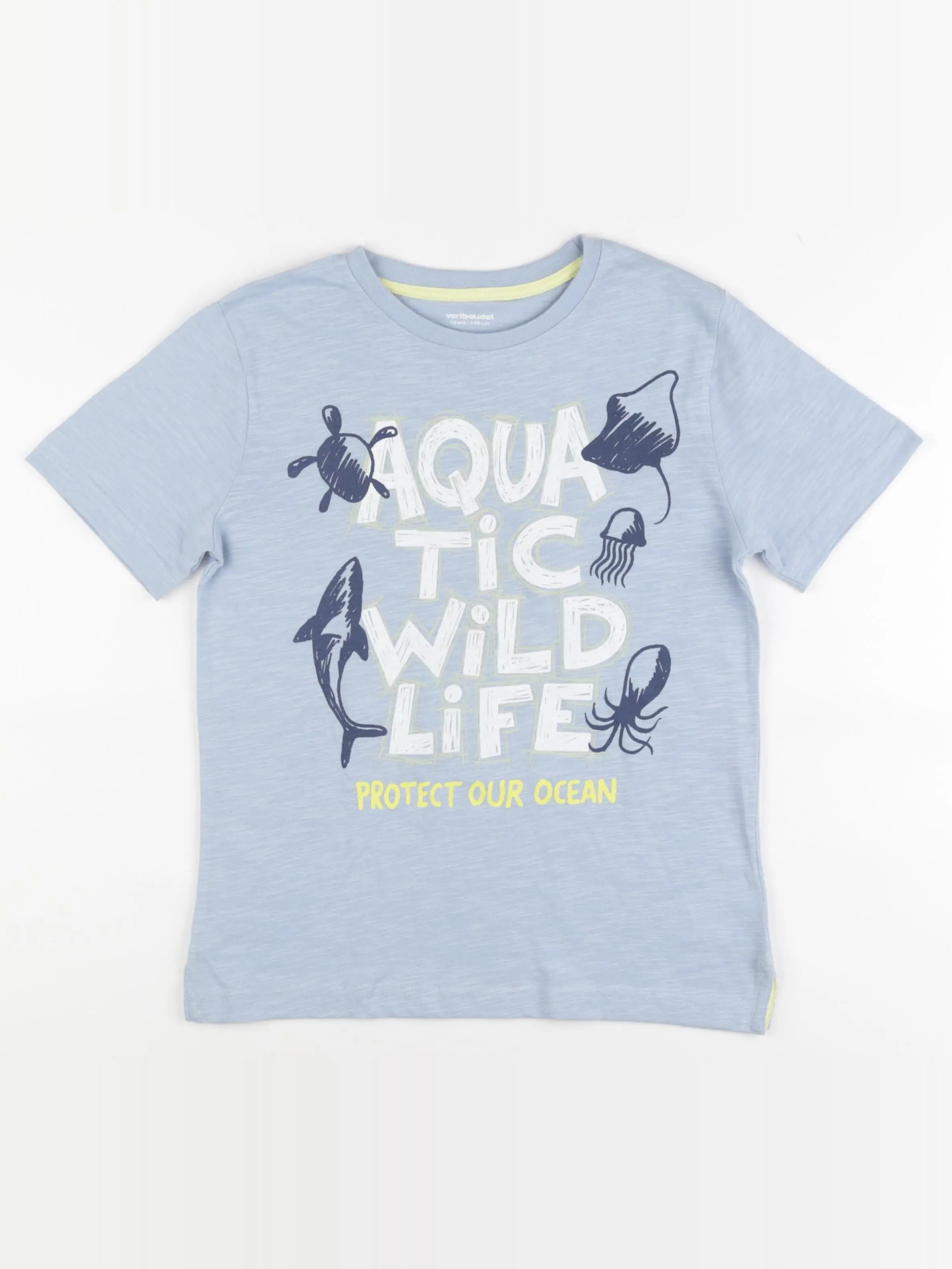 Vertbaudet - tee-shirt bleu - 10 ans