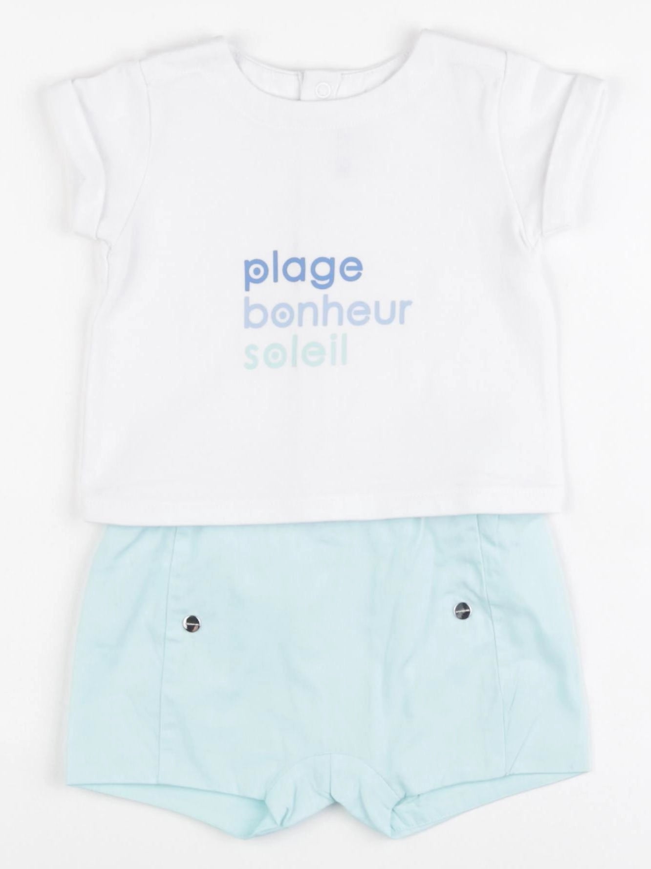 Jacadi - ensemble blanc, bleu - 6 mois