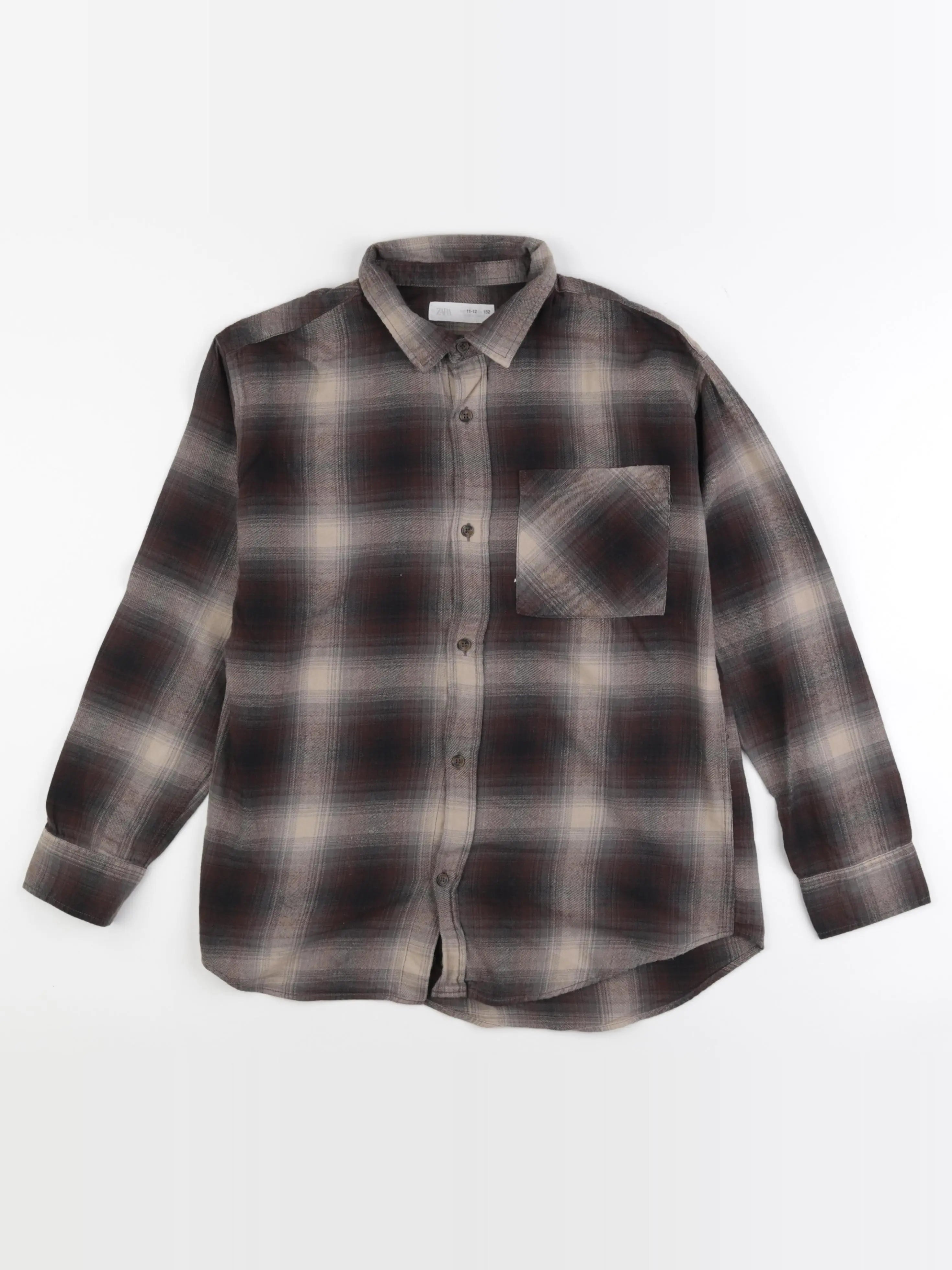Zara - chemise marron, beige - 11 ans