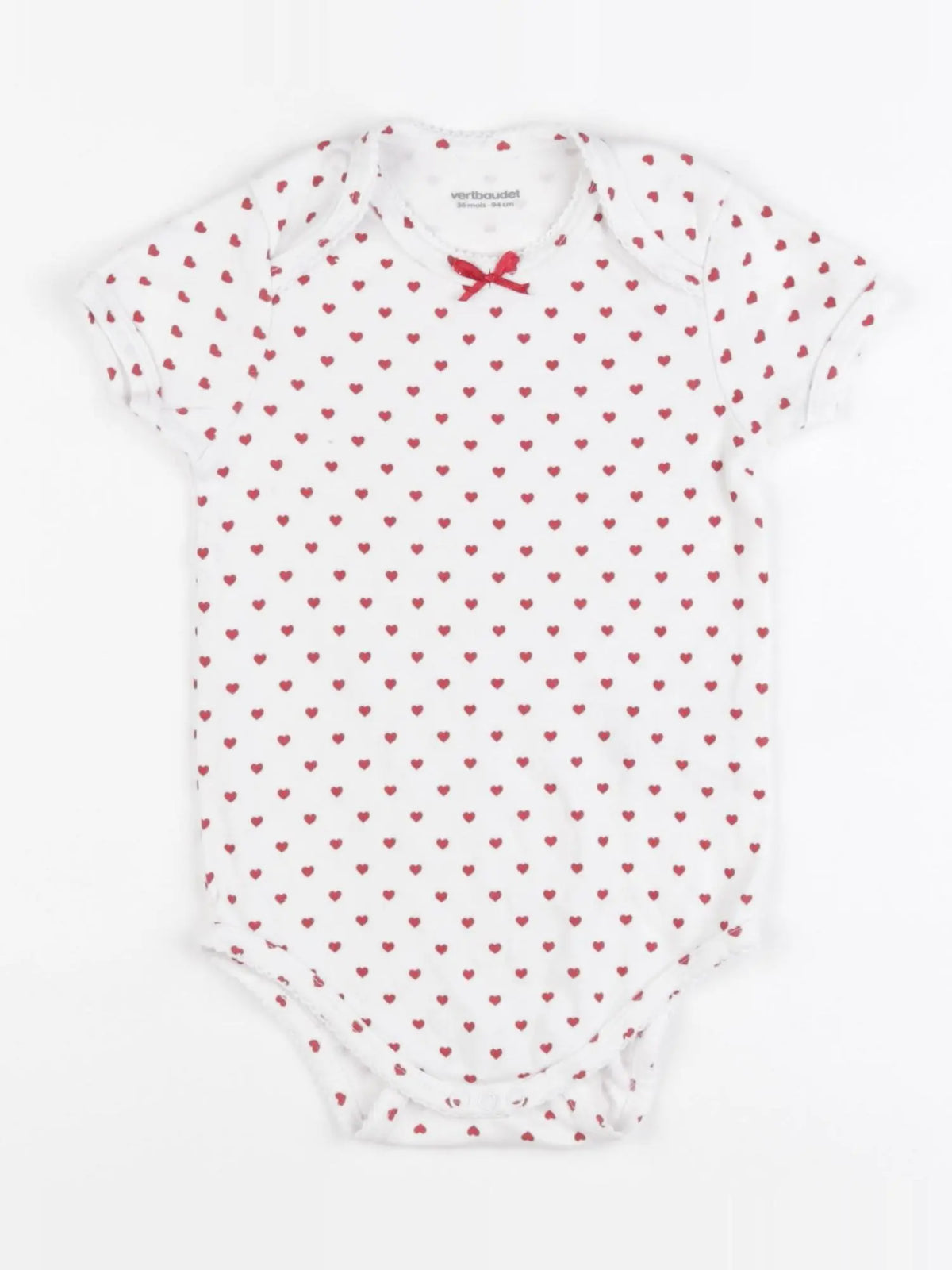 Vertbaudet - body blanc, rouge - 36 mois