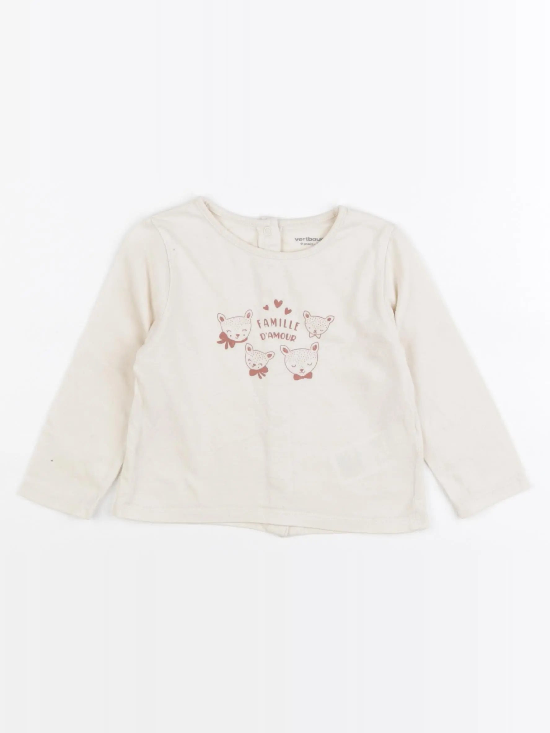 Vertbaudet - tee-shirt beige - 9 mois