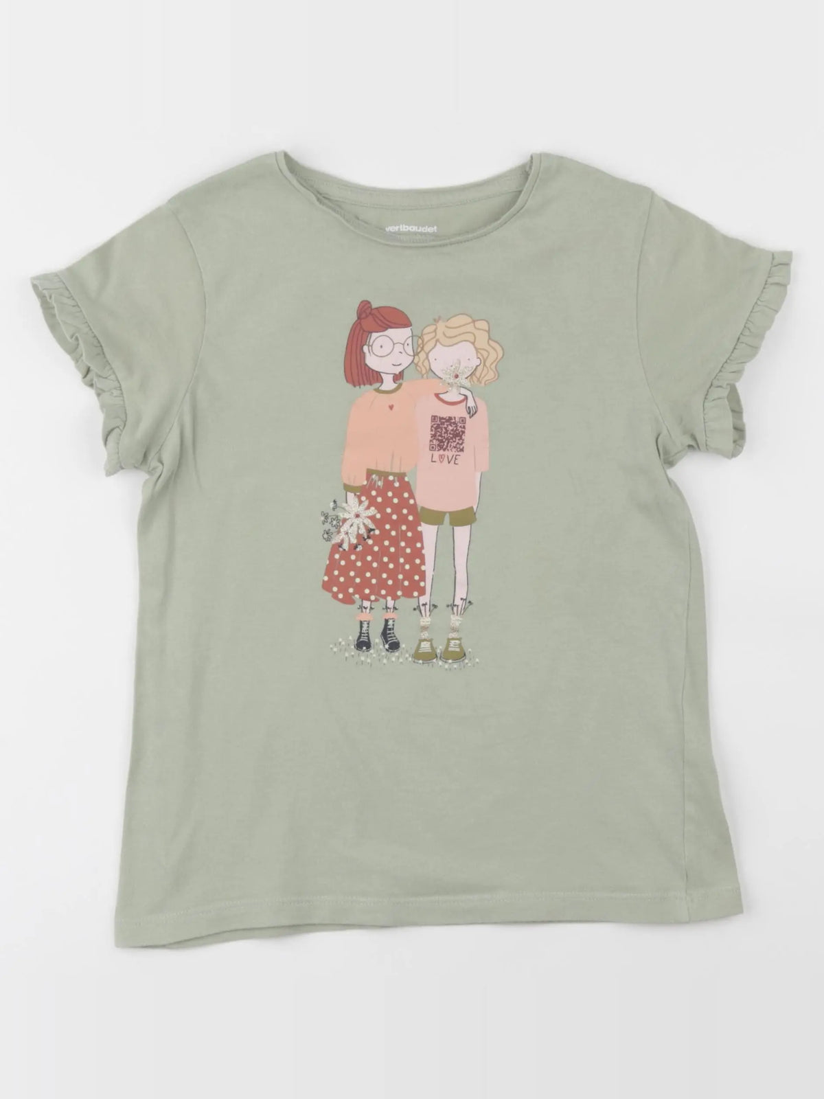 Vertbaudet - tee-shirt or, vert - 8 ans