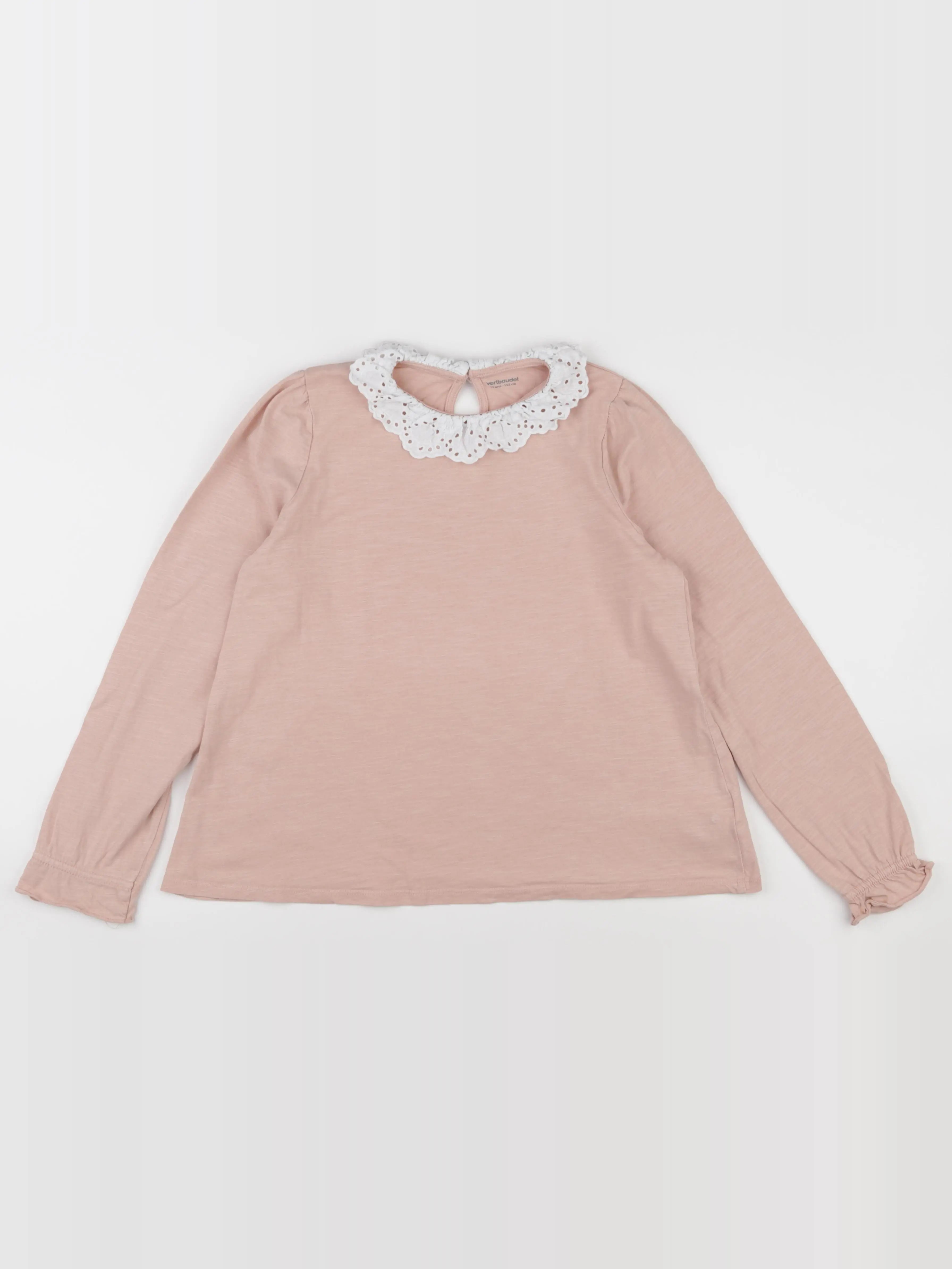 Vertbaudet - tee-shirt blanc, rose - 12 ans