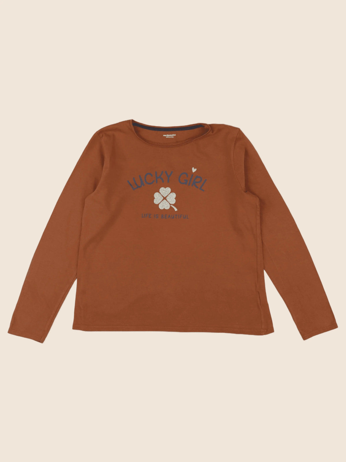 Vertbaudet - tee-shirt marron, or - 14 ans