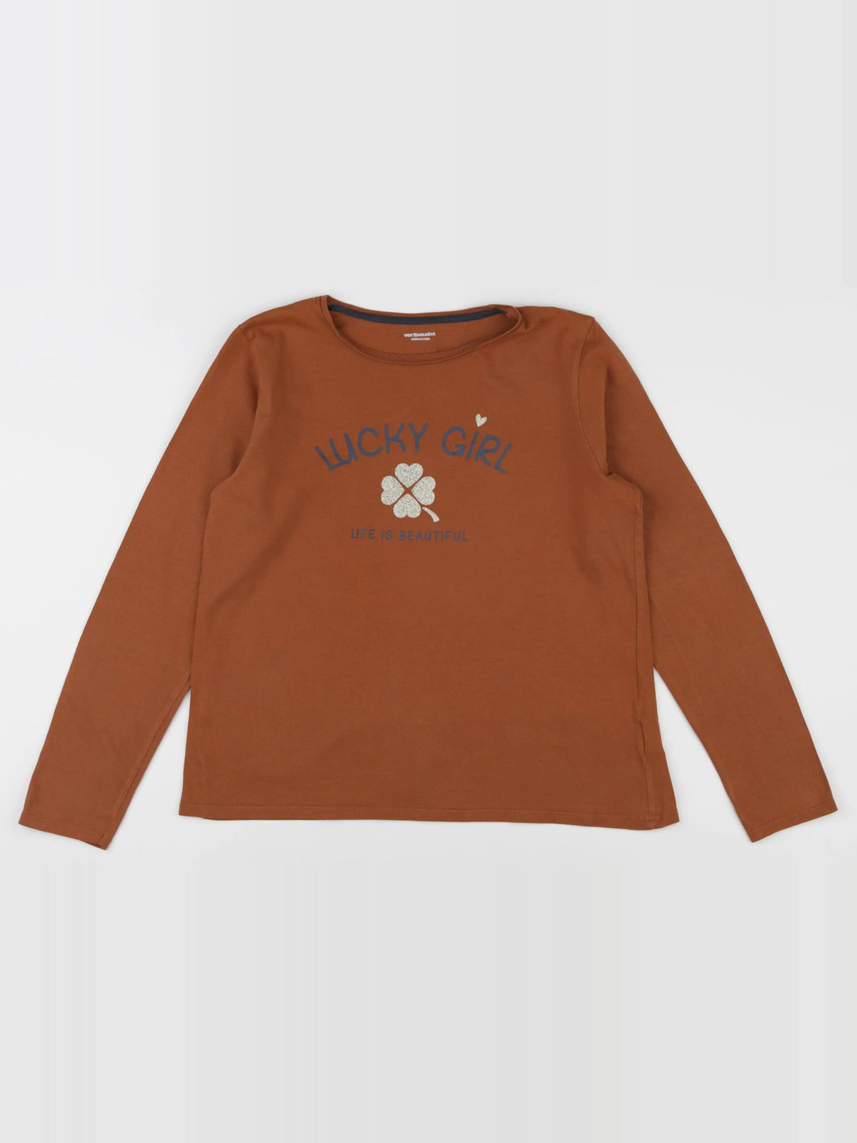 Vertbaudet - tee-shirt marron, or - 14 ans