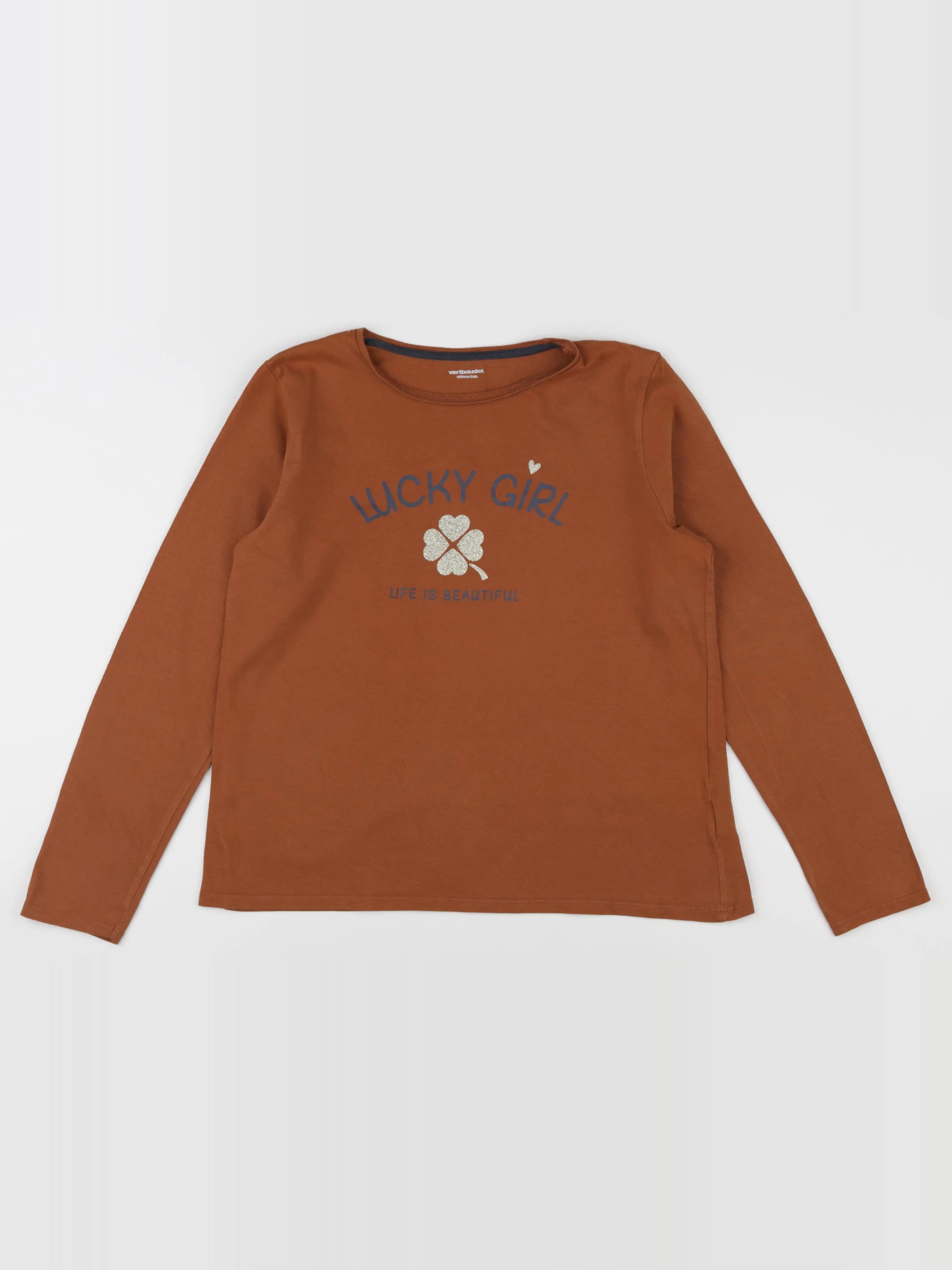 Vertbaudet - tee-shirt marron, or - 14 ans