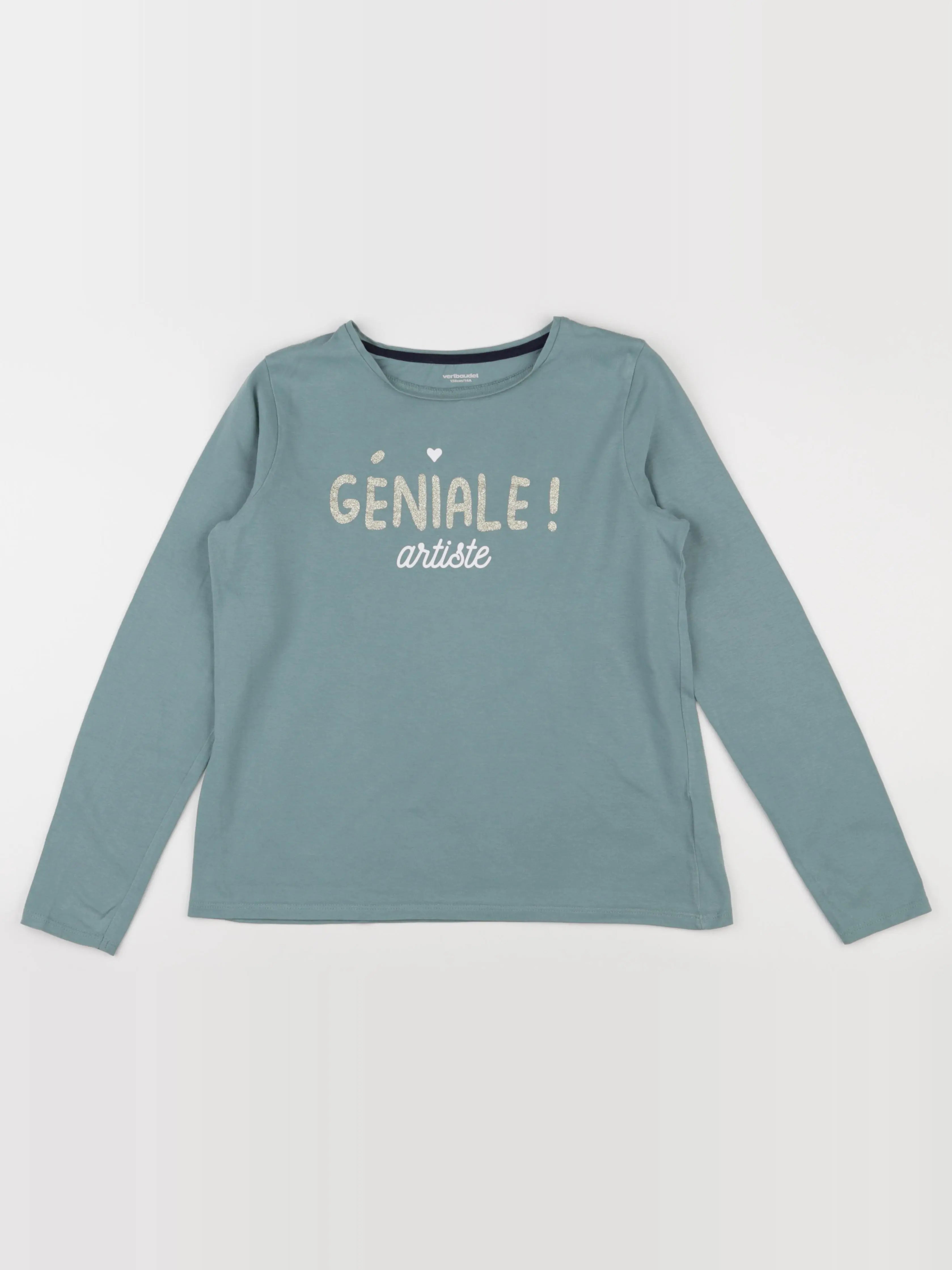 Vertbaudet - tee-shirt or, bleu - 14 ans