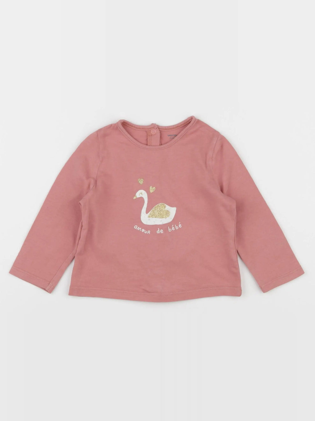 Vertbaudet - tee-shirt rose, or - 9 mois