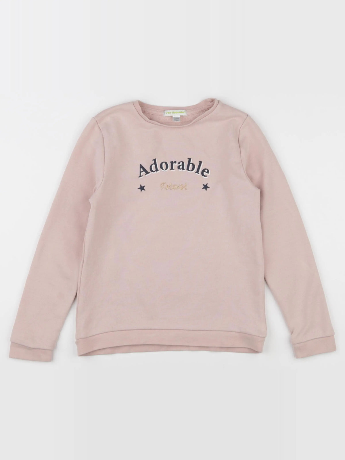 Vertbaudet - sweat rose, or - 8 ans