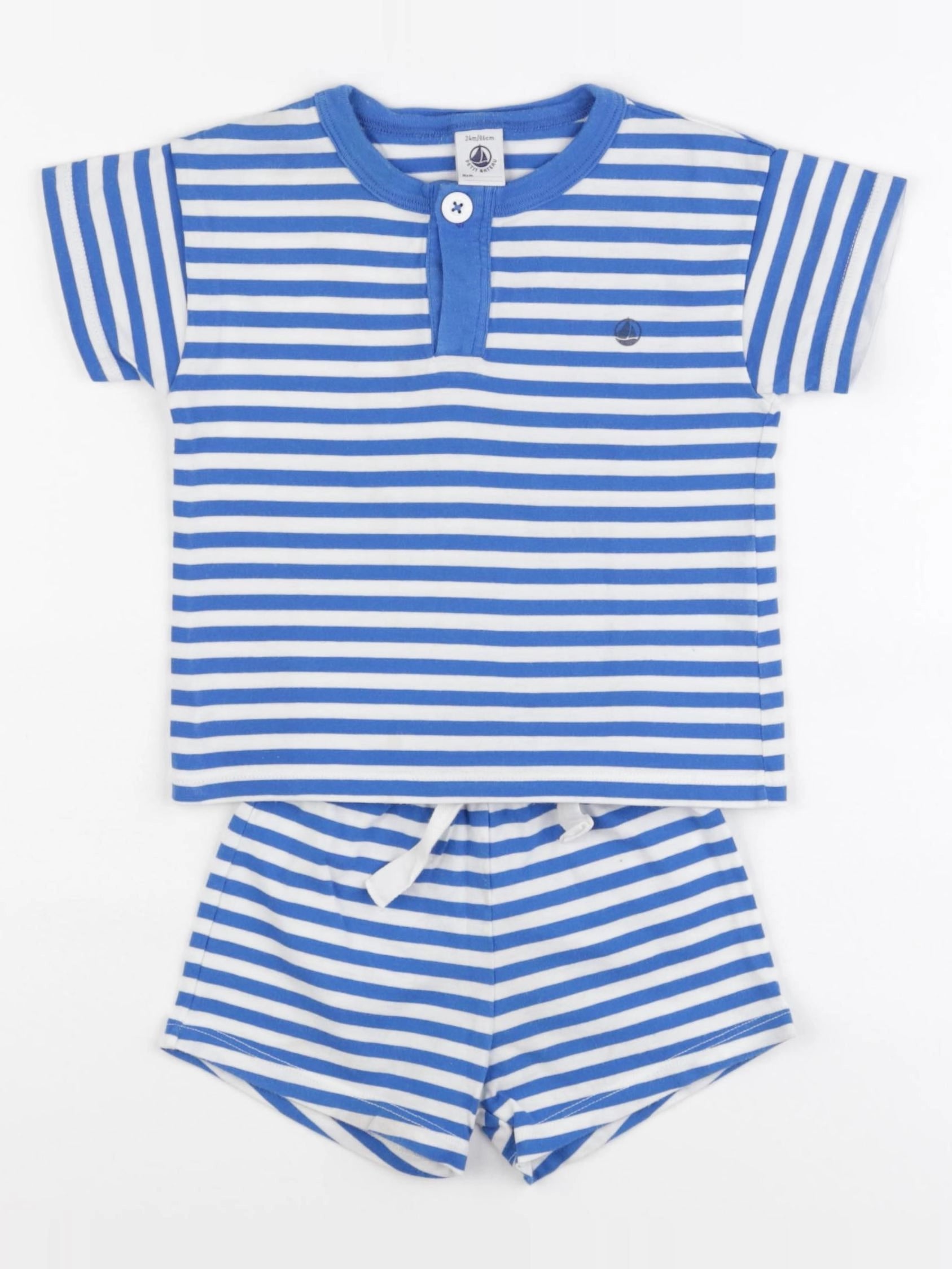 Petit Bateau - pyjama coton bleu - 24 mois