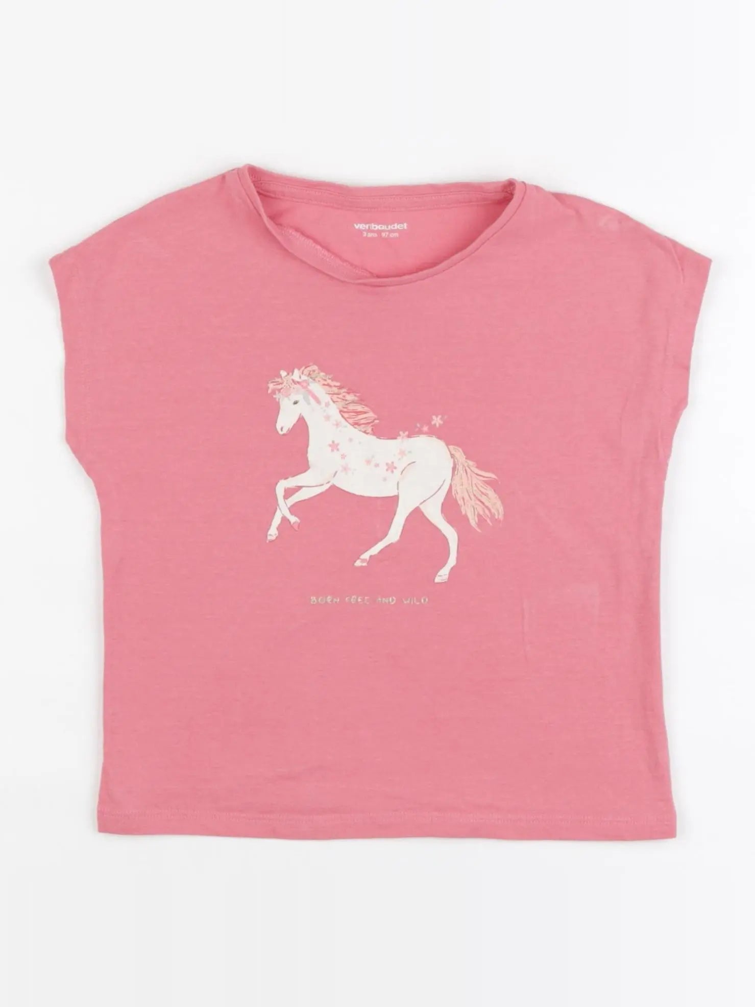 Vertbaudet - tee-shirt or, rose - 3 ans