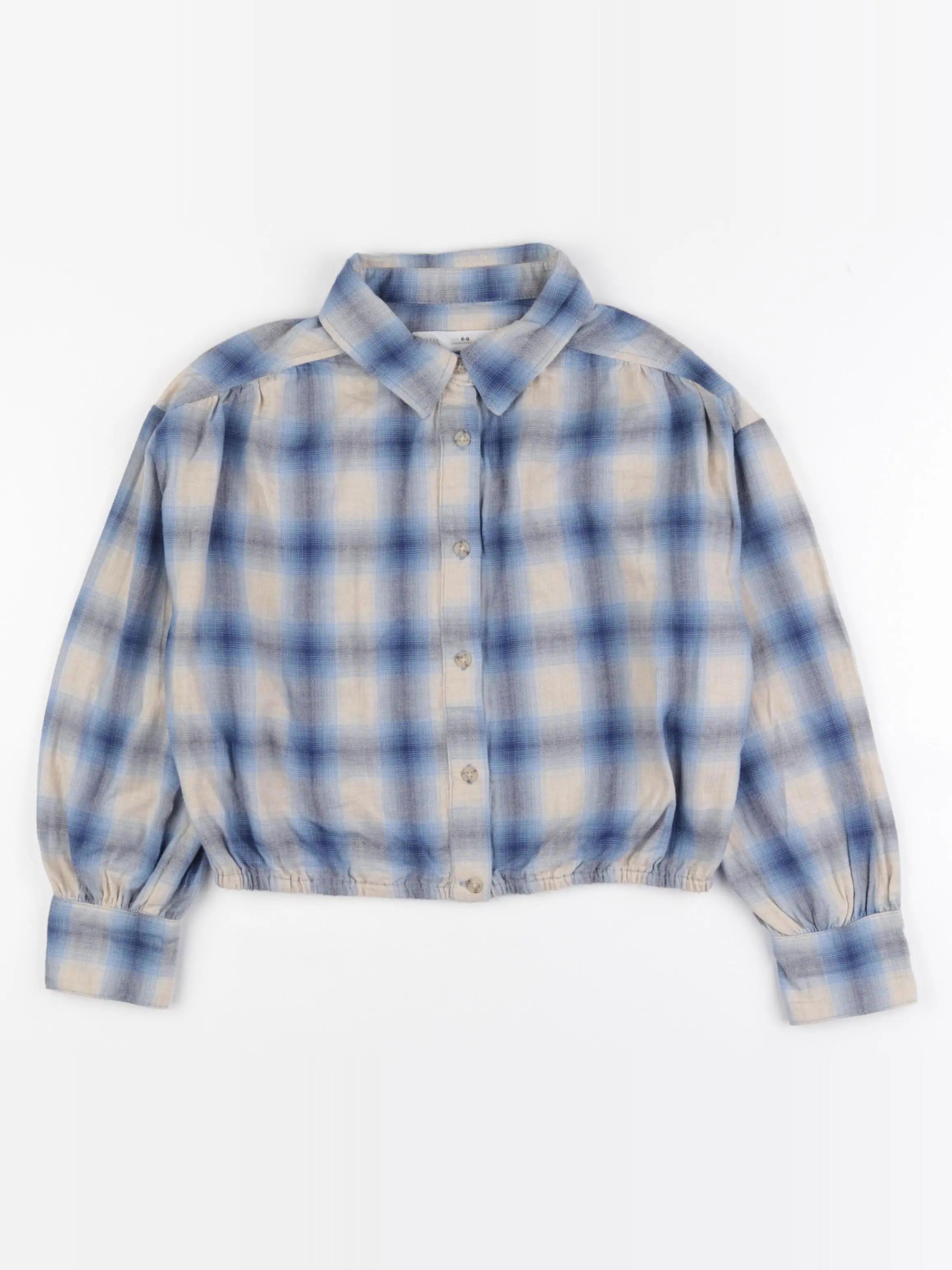 Zara - blouse beige, bleu - 8/9 ans