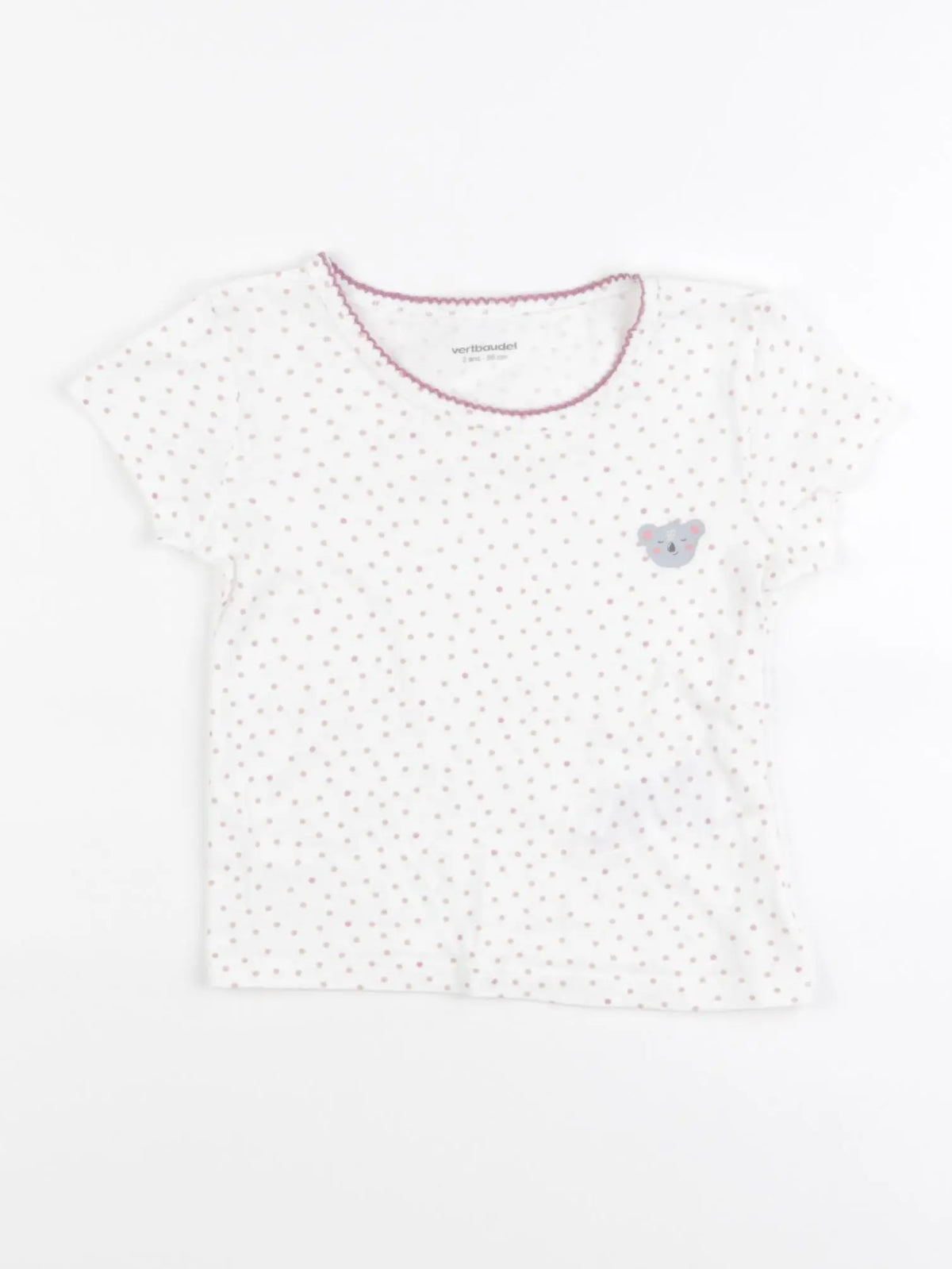 Vertbaudet - maillot de corps blanc, rose - 2 ans