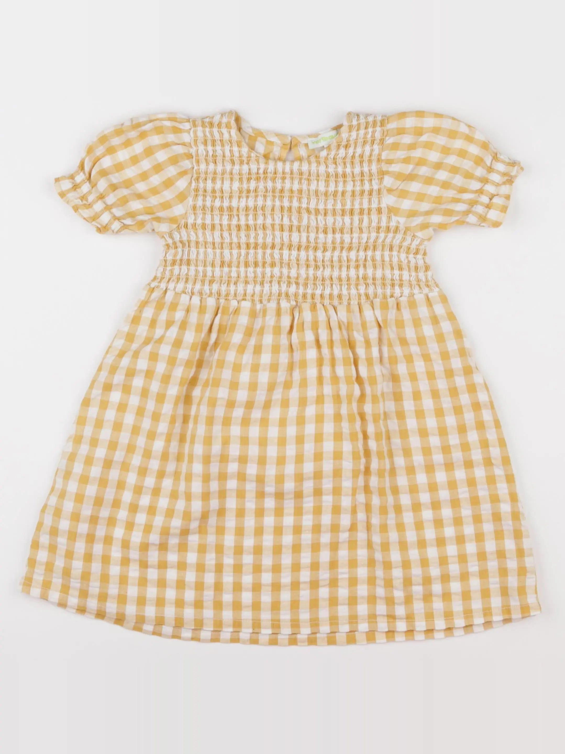 Vertbaudet - robe jaune, blanc - 3 ans