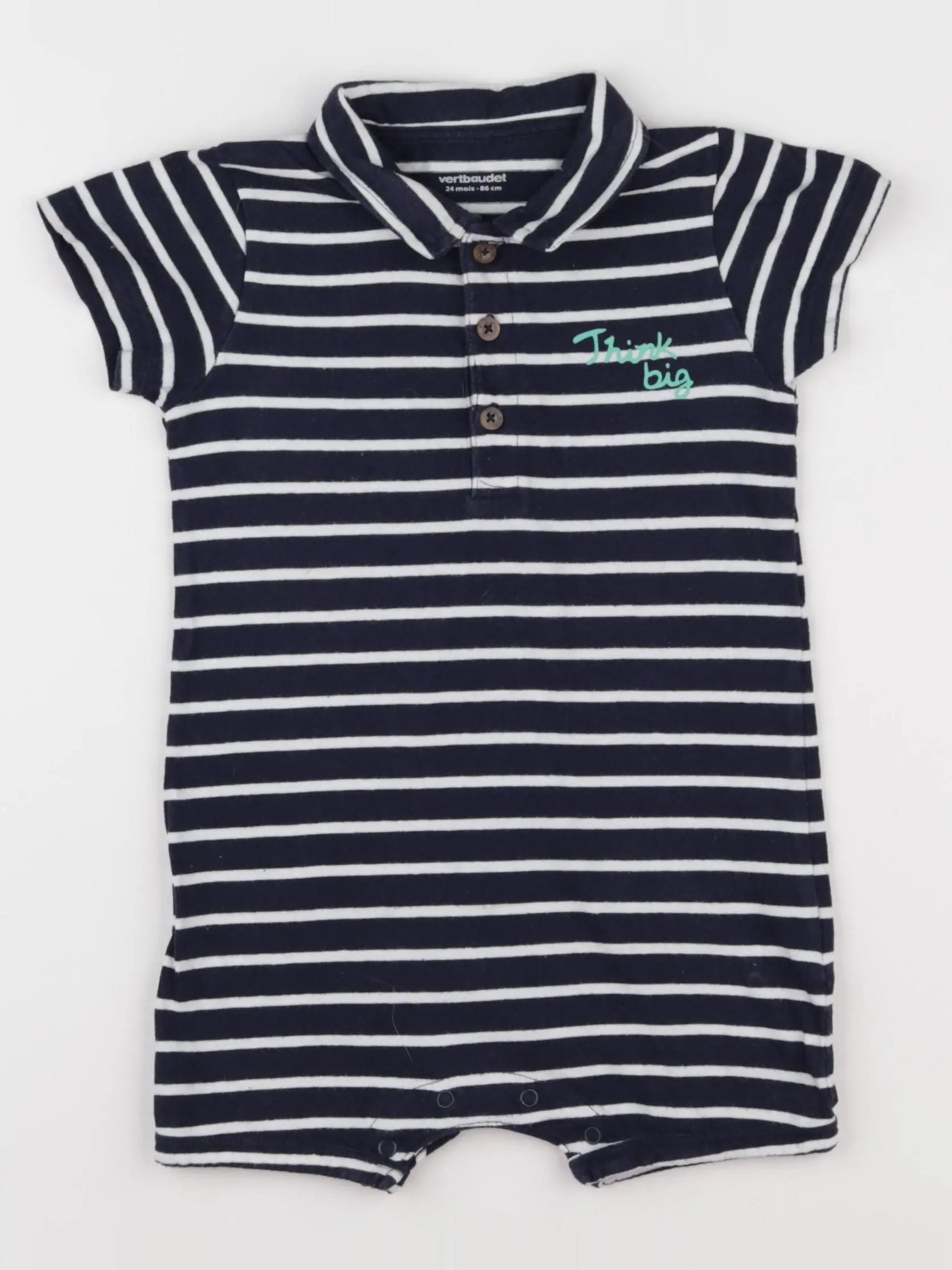 Vertbaudet - combinaison bleu, blanc - 24 mois