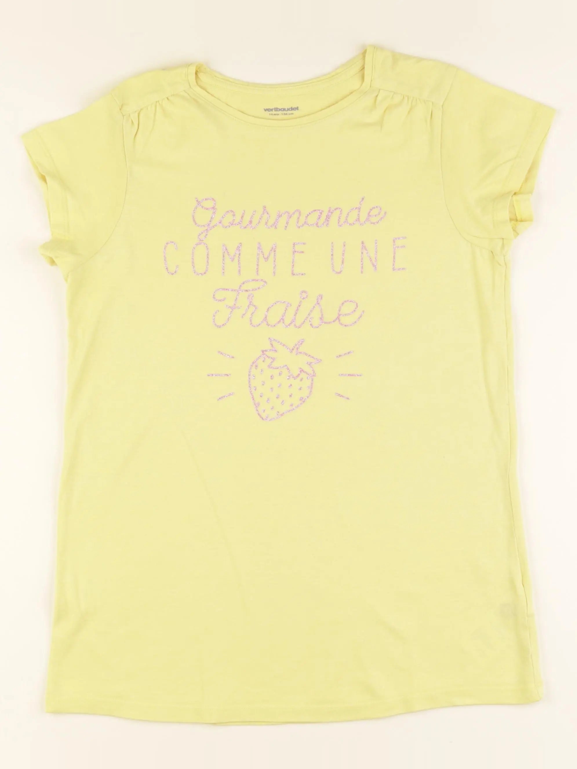 Vertbaudet - tee-shirt jaune - 14 ans
