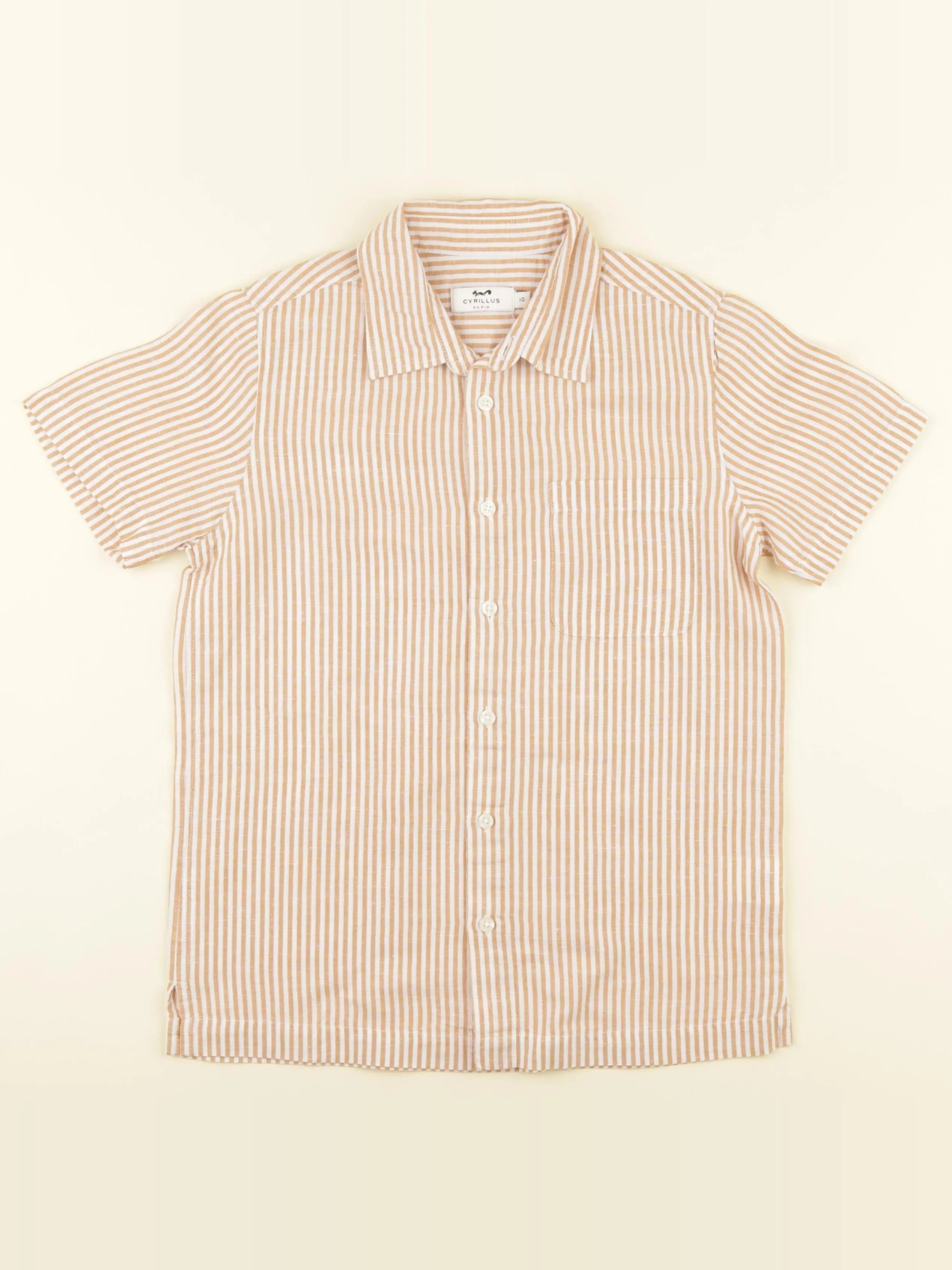 Cyrillus - chemise beige, orange - 10 ans