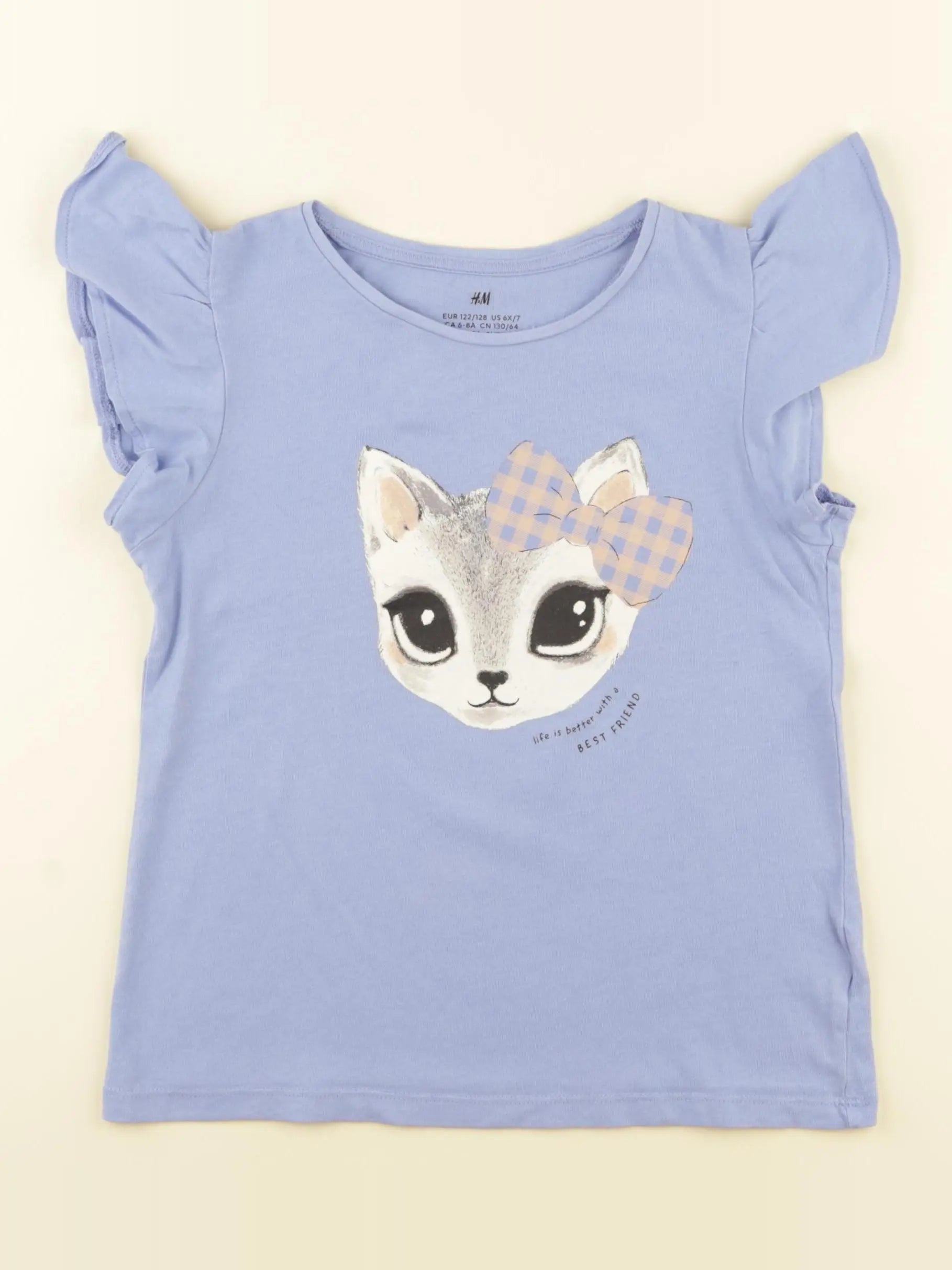 H&M - tee-shirt bleu - 6/8 ans
